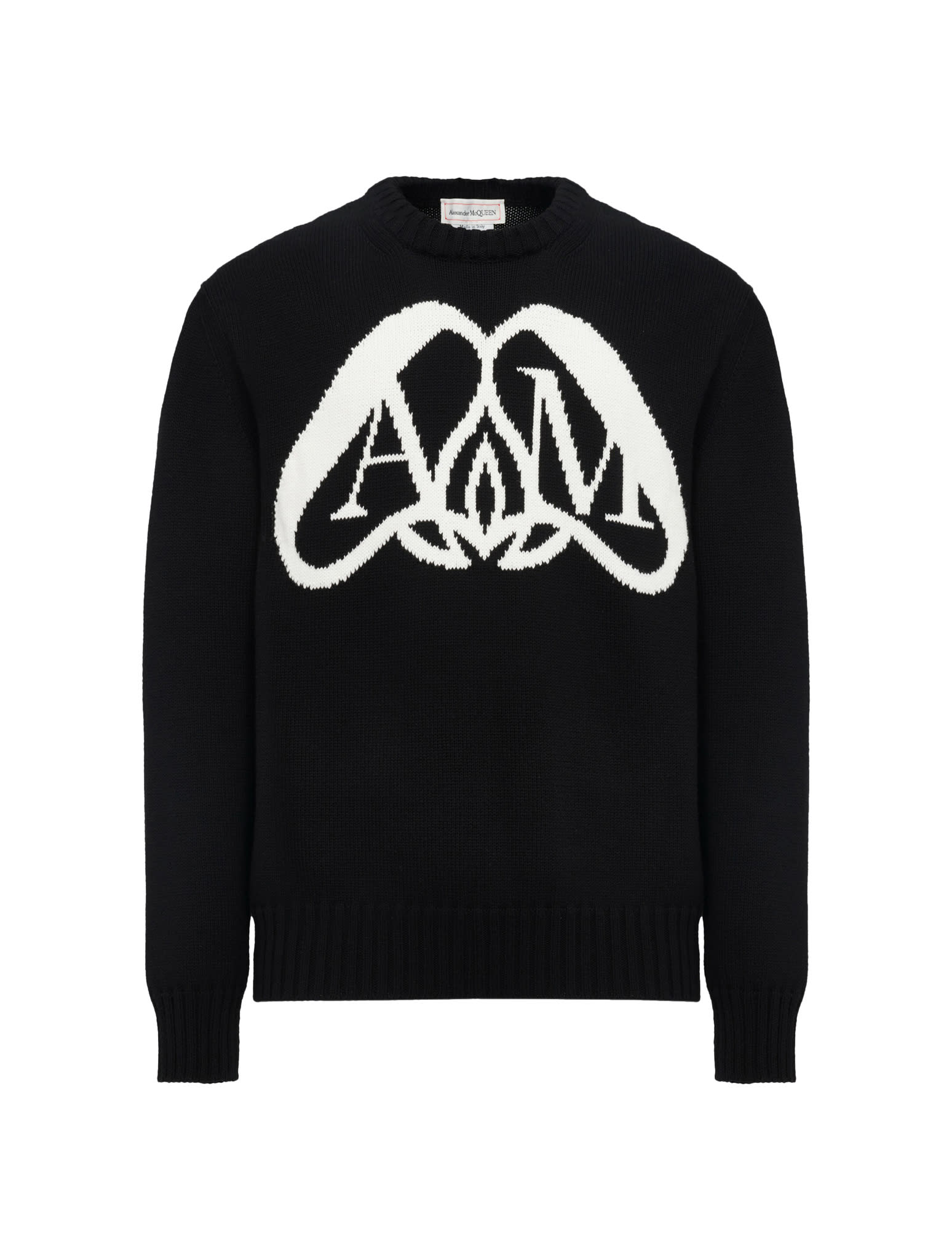 Shop Alexander Mcqueen Crew Neck Lg Slv Sweatshirt In Black Ivory