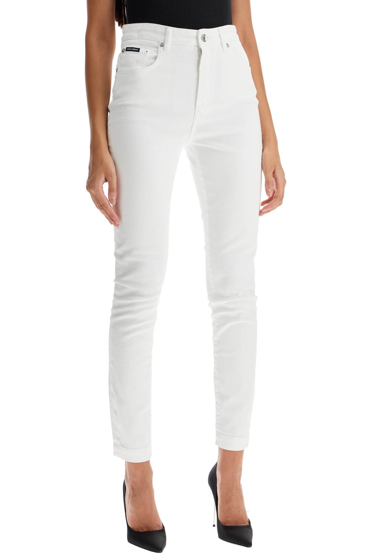 Shop Dolce & Gabbana Stretch Denim Audrey Jeans In Italian Html In Bianco Ottico (white)