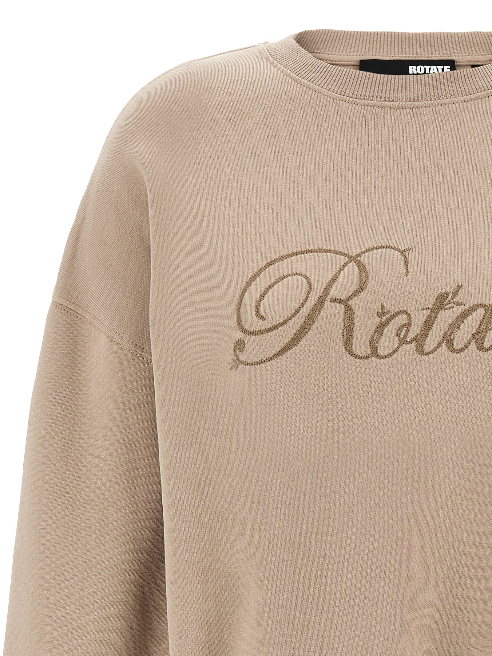 Rotate Birger Christensen 'ribbed Crewneck Sweatshirt Long Sleeves' In Beige