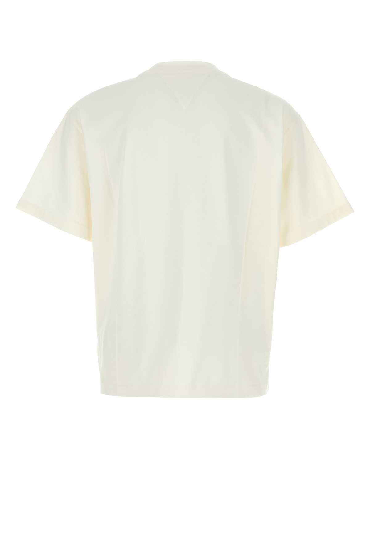 Bottega Veneta Pima Cotton T-shirt With Suede Patch In Neutral