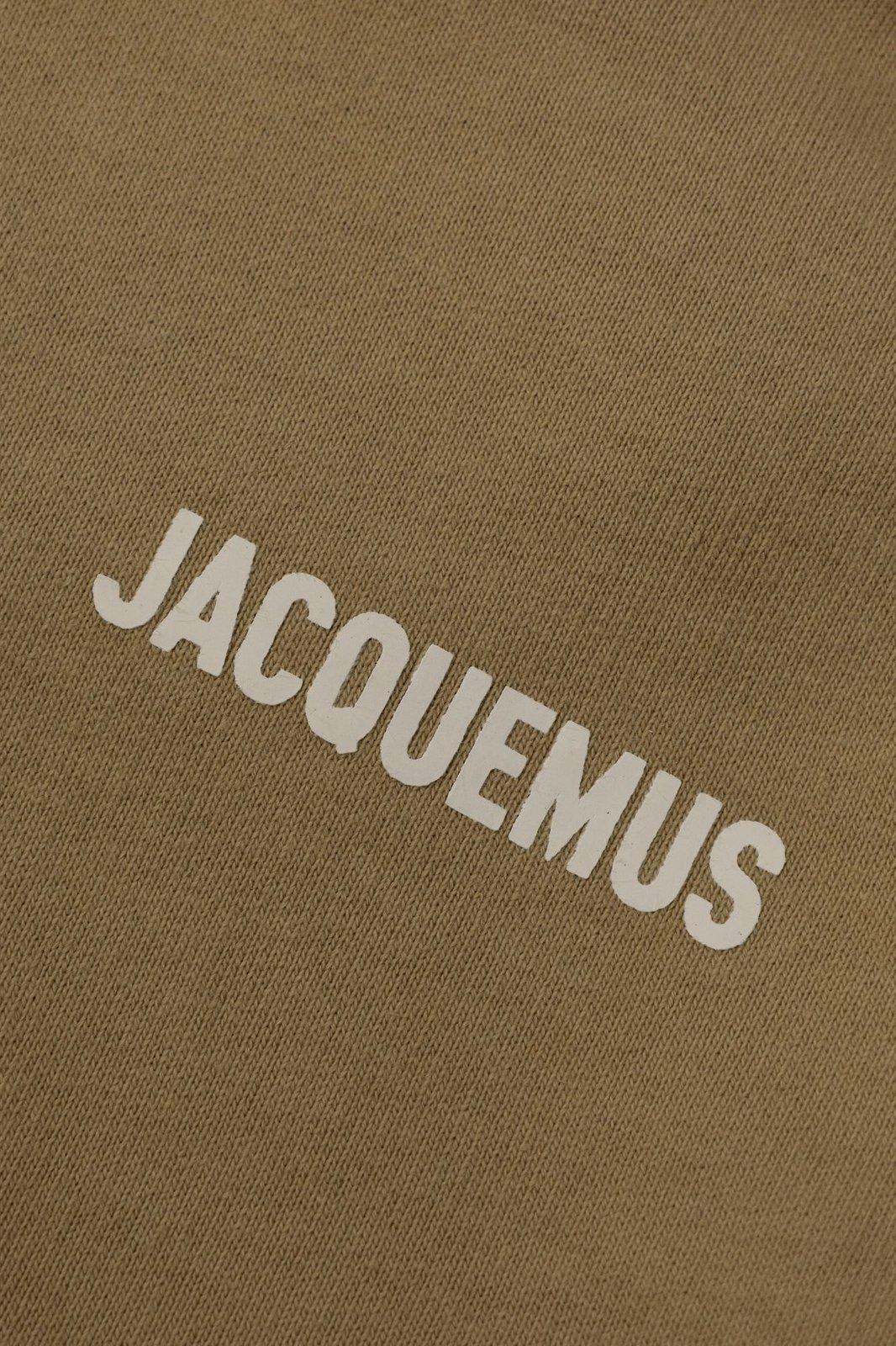 Shop Jacquemus Lenfant Logo Printed Jersey Hoodie In Beige