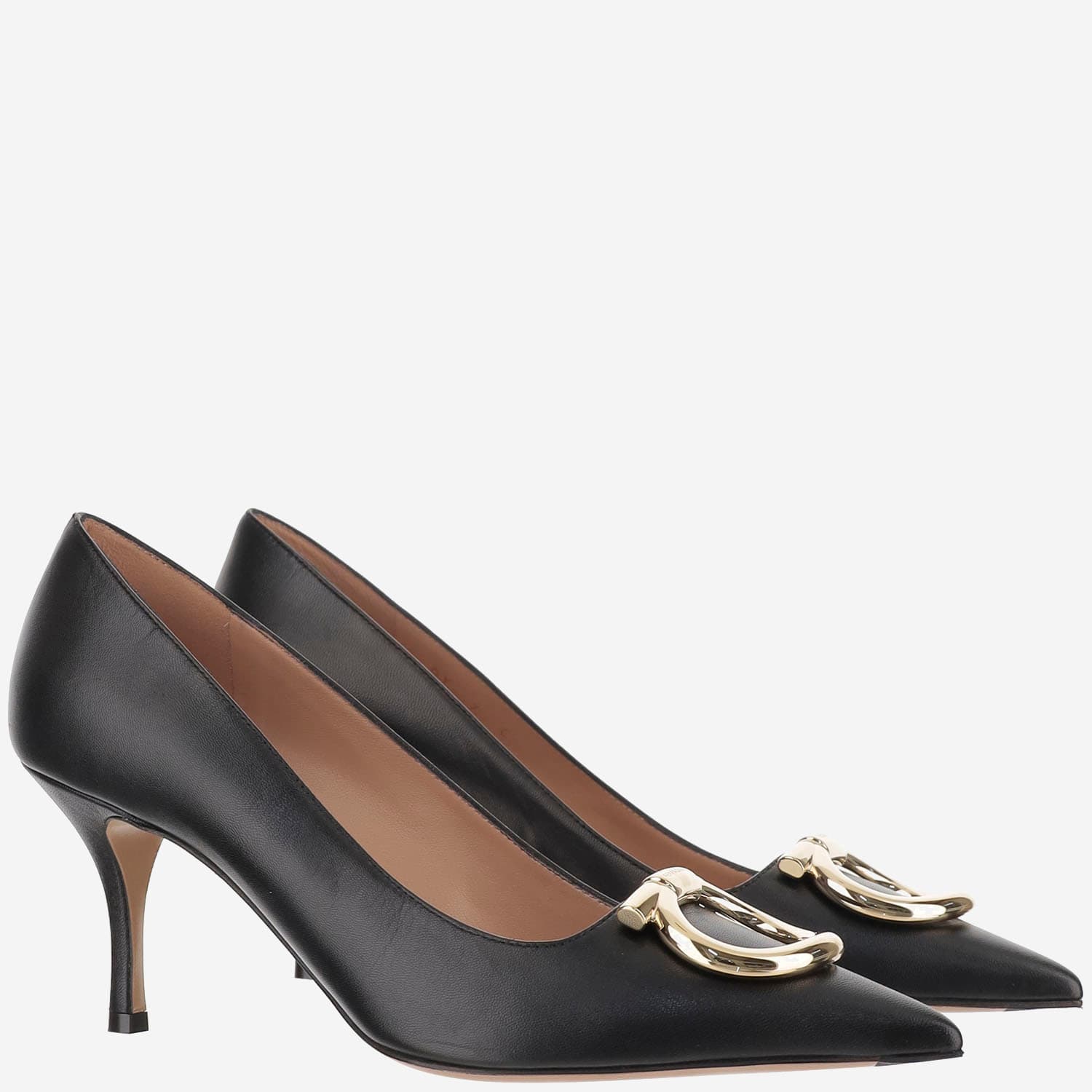 Ferragamo Escarpin Décolleté Maxi Gancini Noir Taille 41 In Black