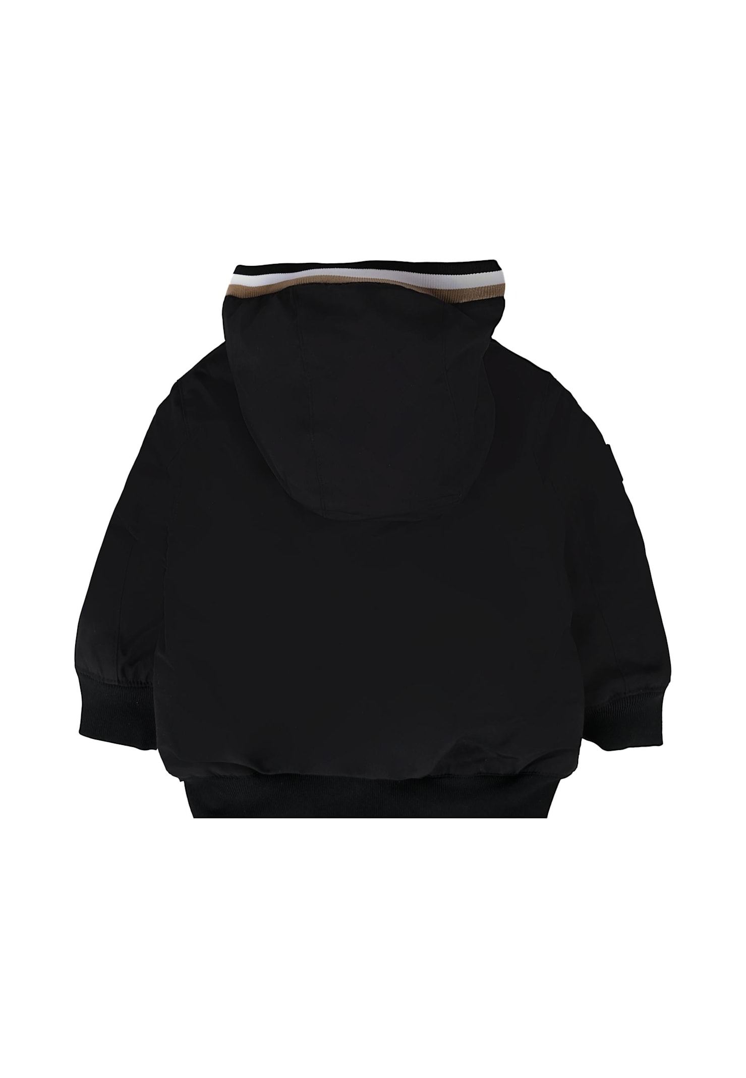 Hugo Boss Black Down Jacket For Baby Boy With Logo In Black