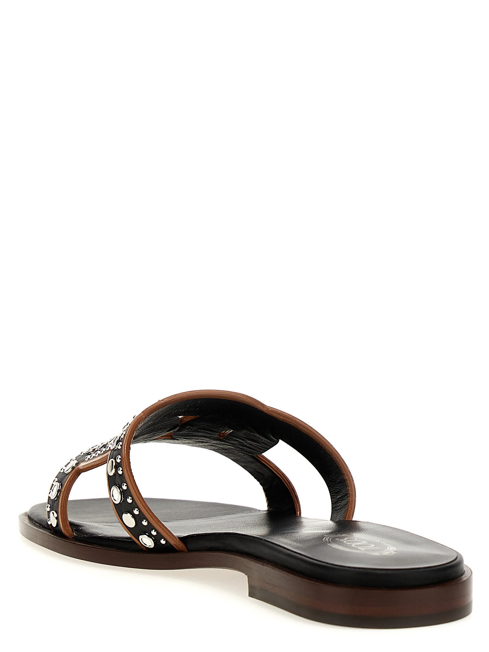 Shop Tod's Maxi Catena Sandals In Black