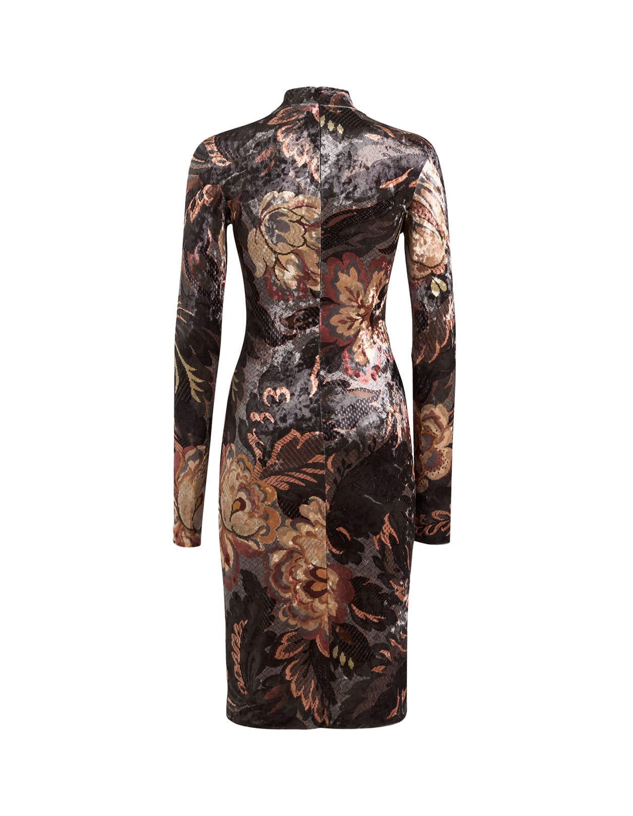 Shop Etro Grey Printed Chenille Midi Dress