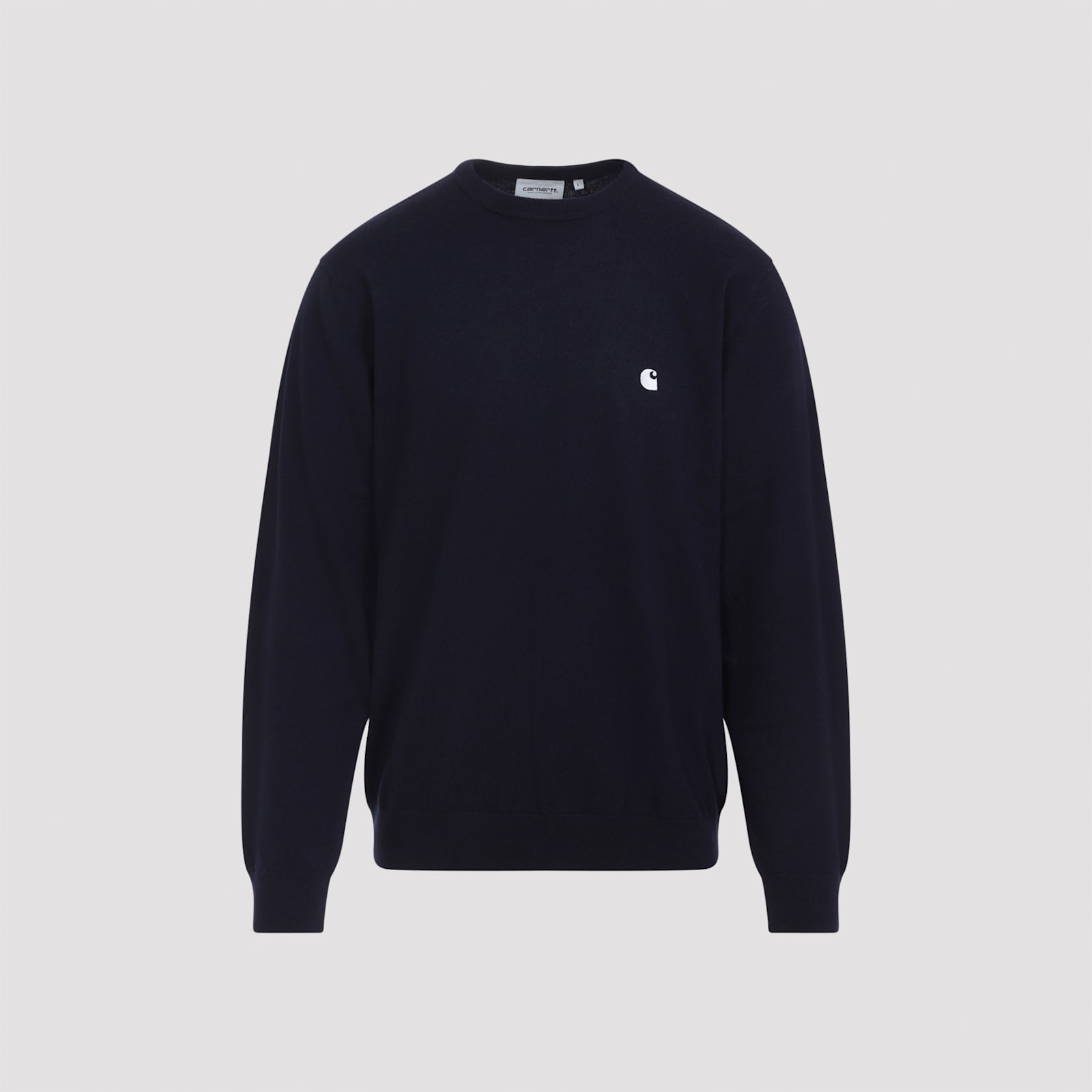 Carhartt Madison Cotton Sweater With Ribbed Cuffs And Hem In Blue