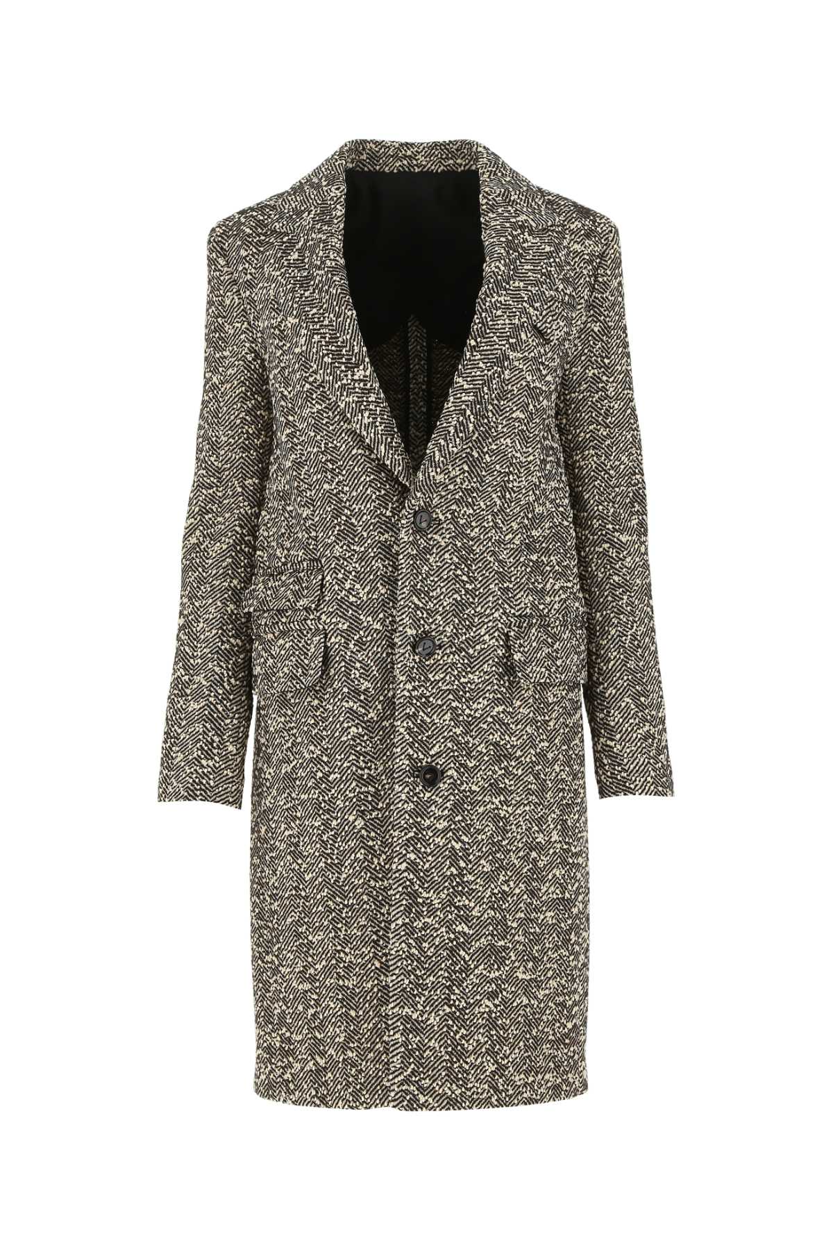 Shop Bottega Veneta Embroidered Stretch Wool Blend Coat In 2045