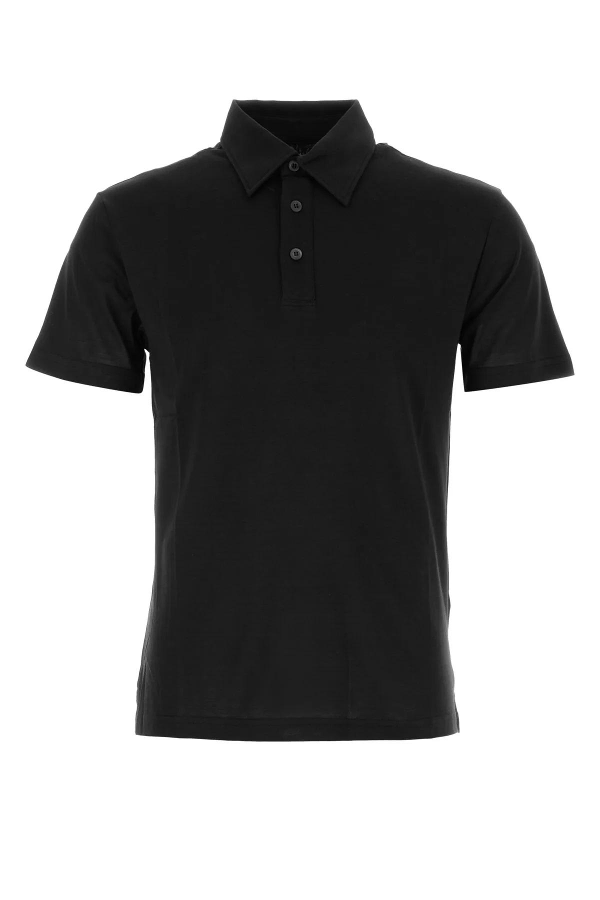 Black Cotton Polo Shirt