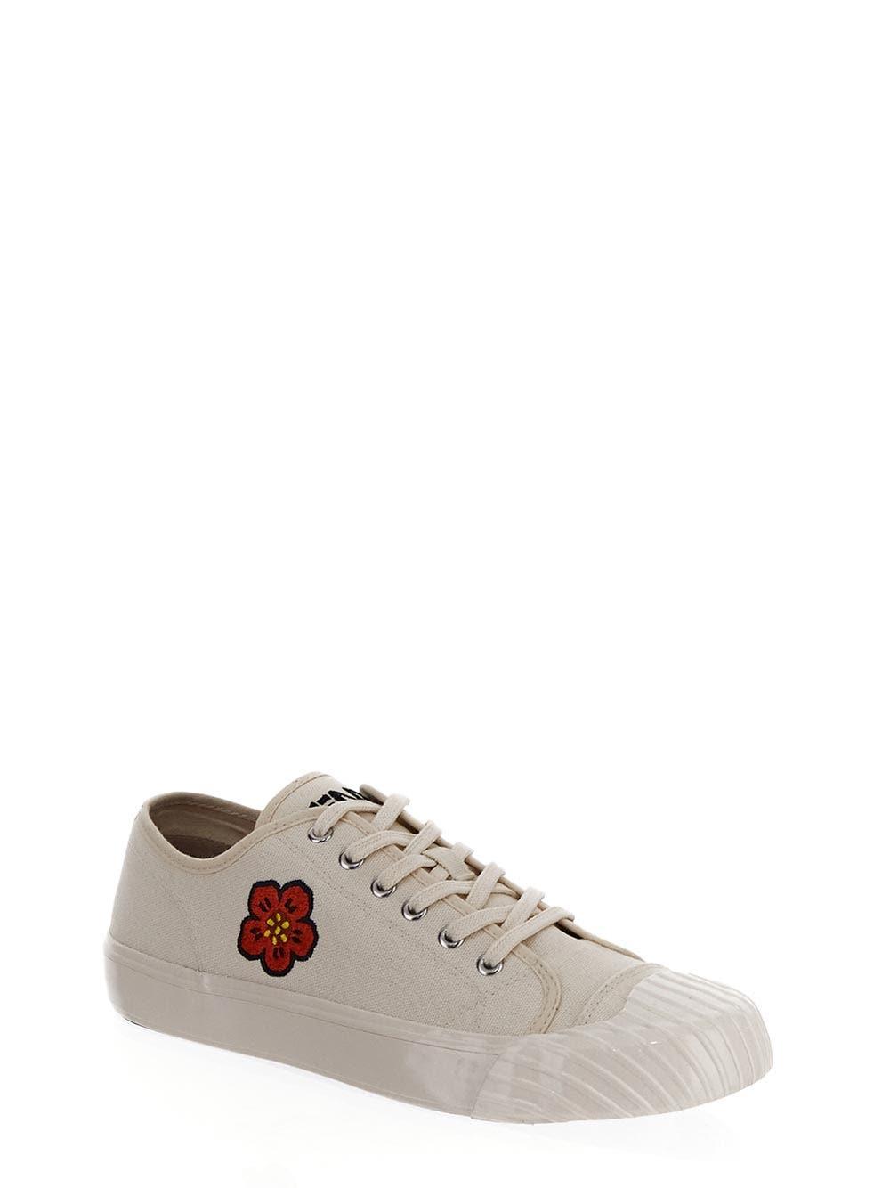 Shop Kenzo Low Top Sneakers In Yellow Cream