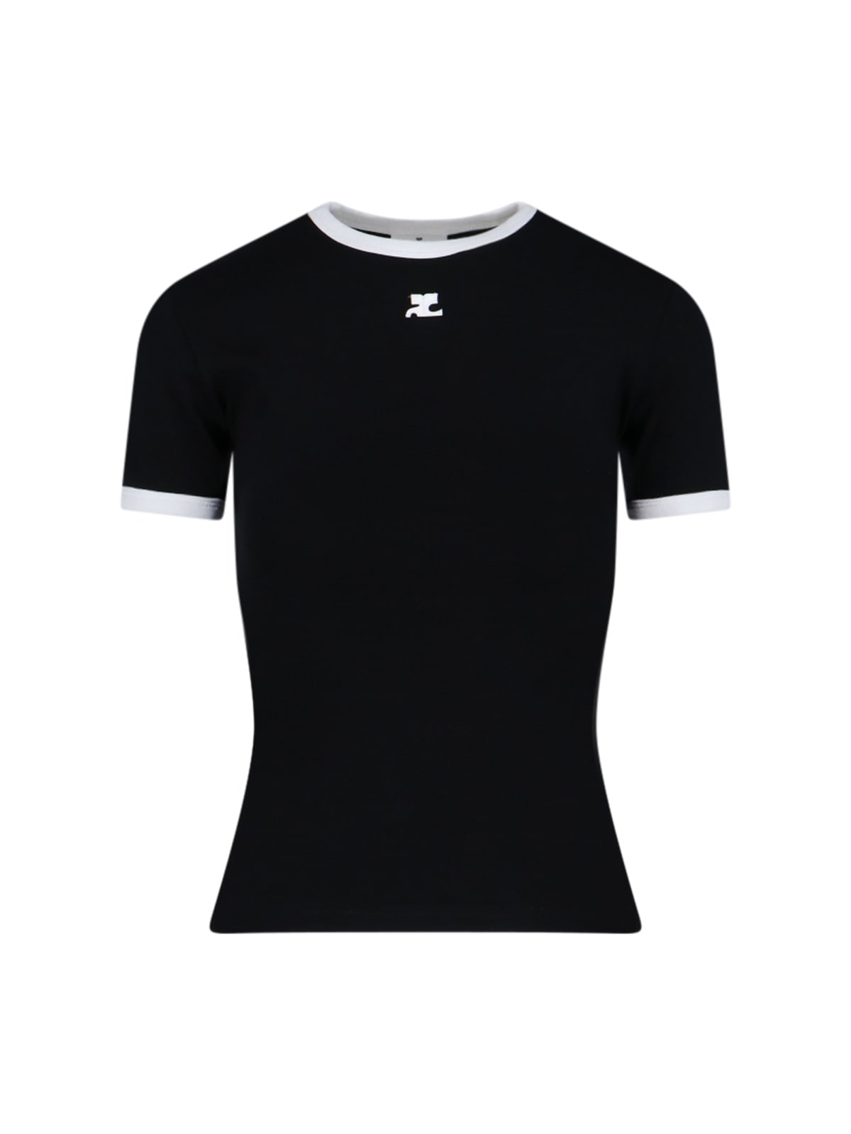 Shop Courrèges Logo Embroidery T-shirt In Black