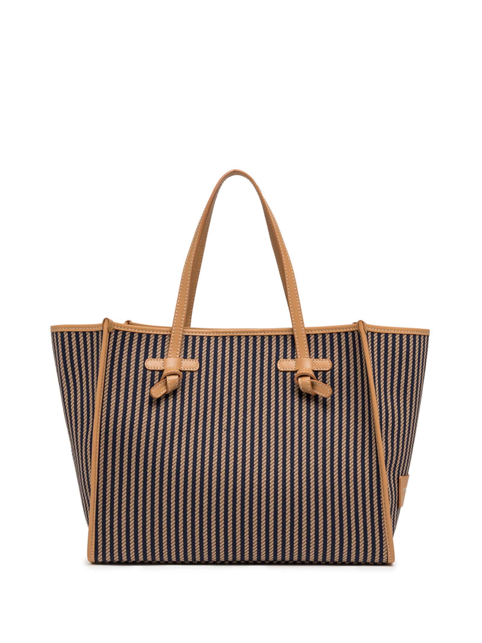 Shop Gianni Chiarini Marcella Shopping Bag In Canvas With Striped Pattern In Var.navy