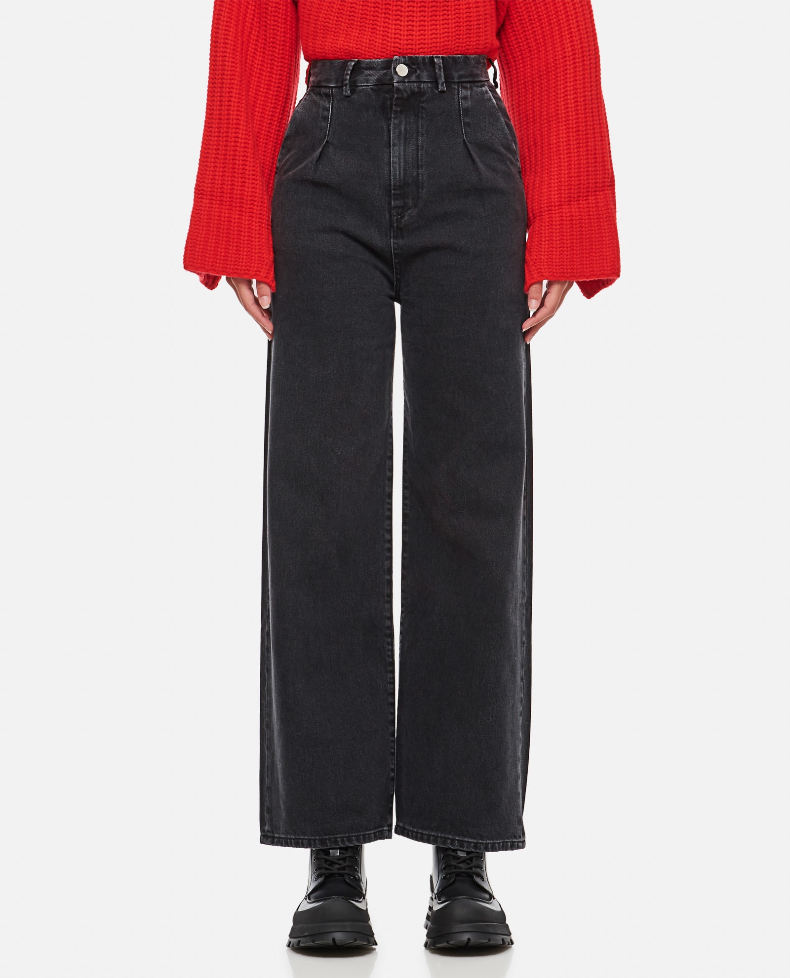 Loulou Studio Samur Five Pockets Denim Pants In Grey