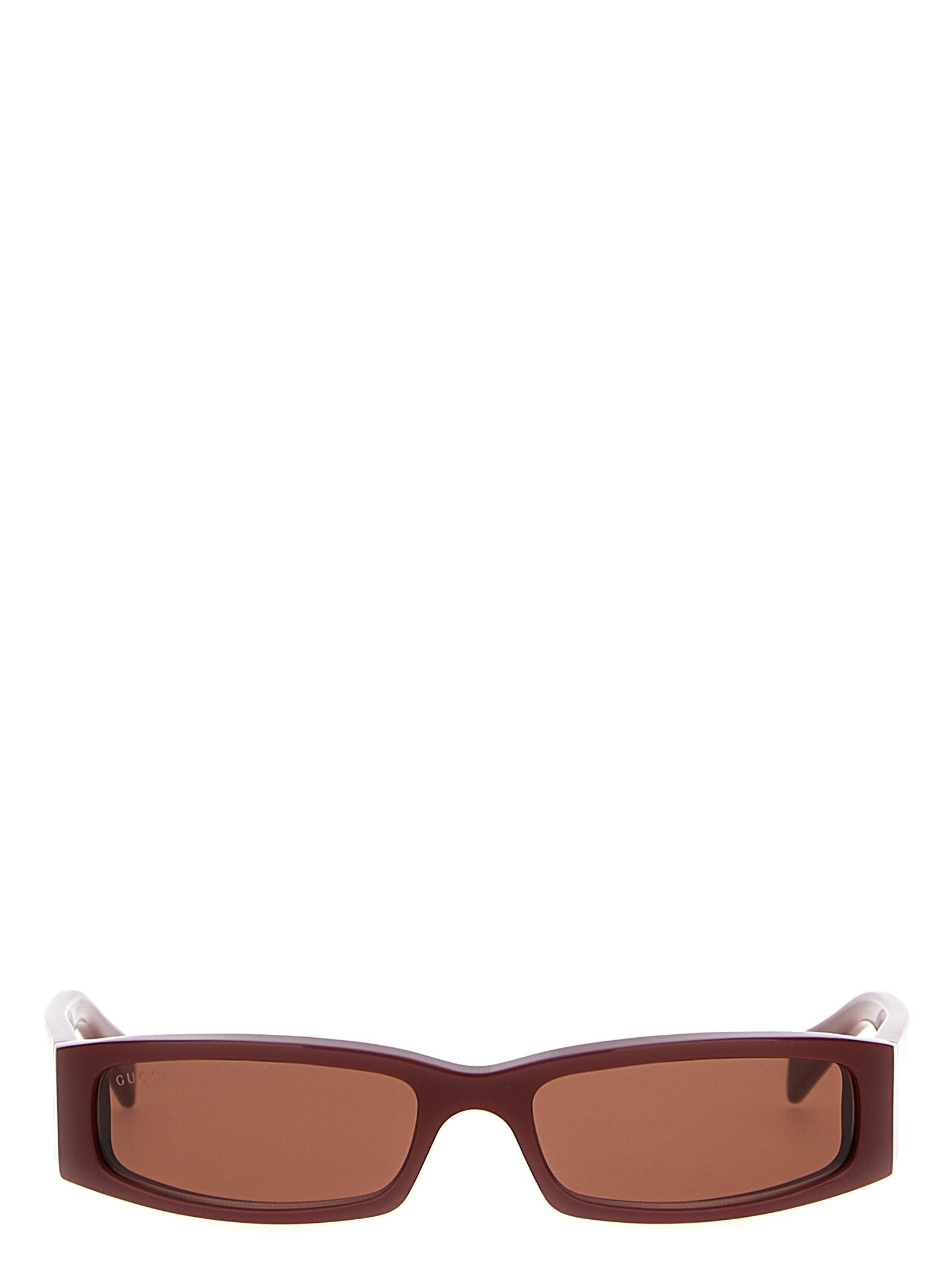 Shop Gucci Rectangular Sunglasses In Bordeaux