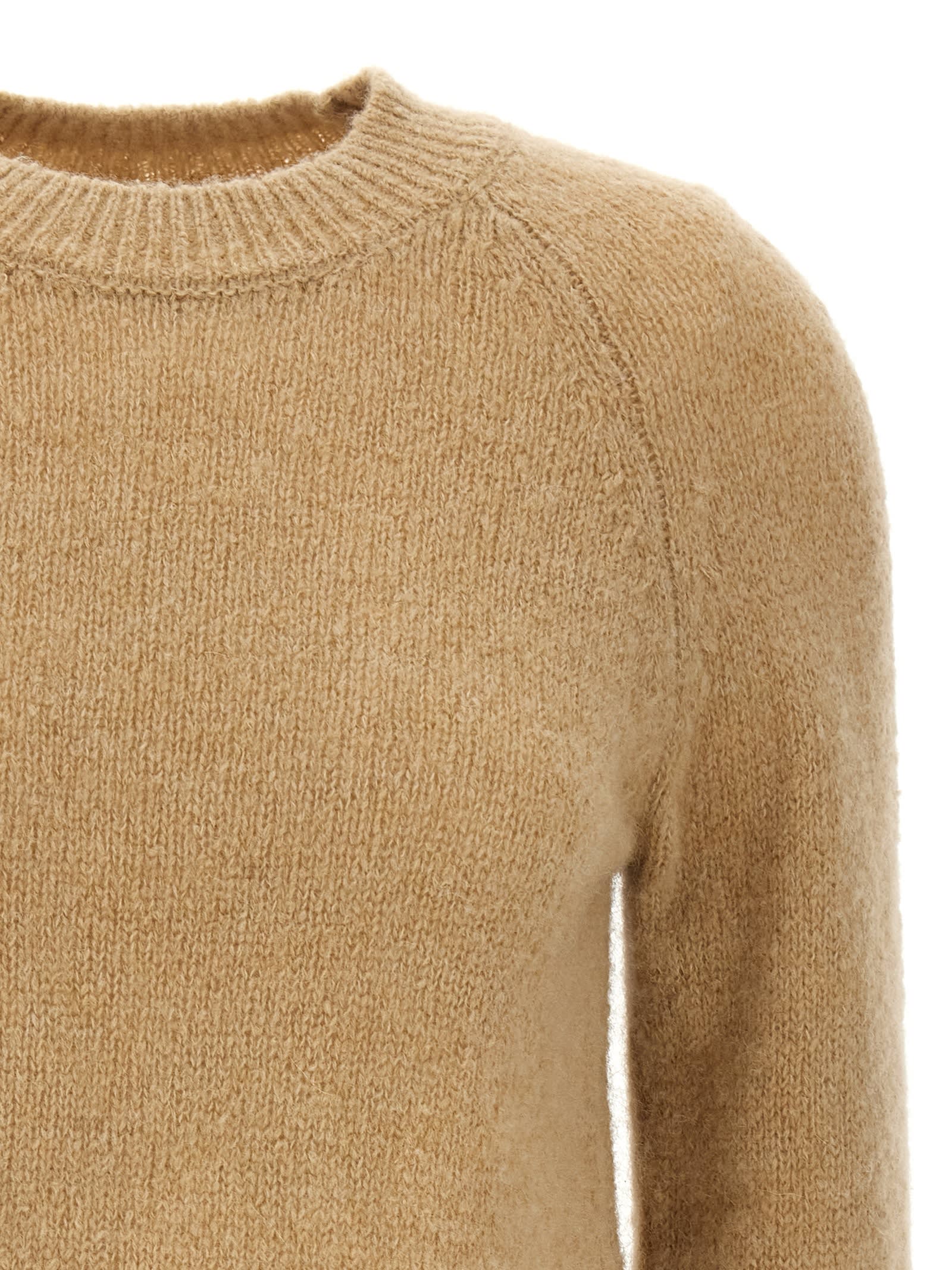Dries Van Noten "texas" Crew Neck Sweater In Beige