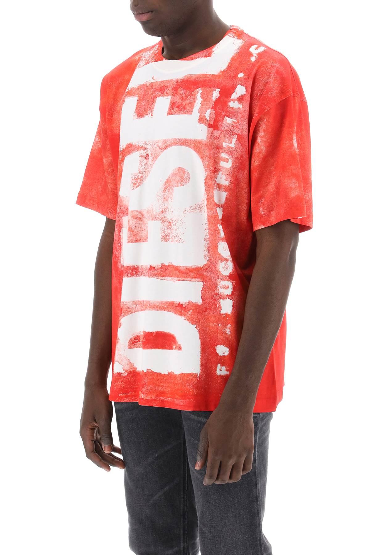 Shop Diesel Printed T-shirt With Oversized Logo In Aa