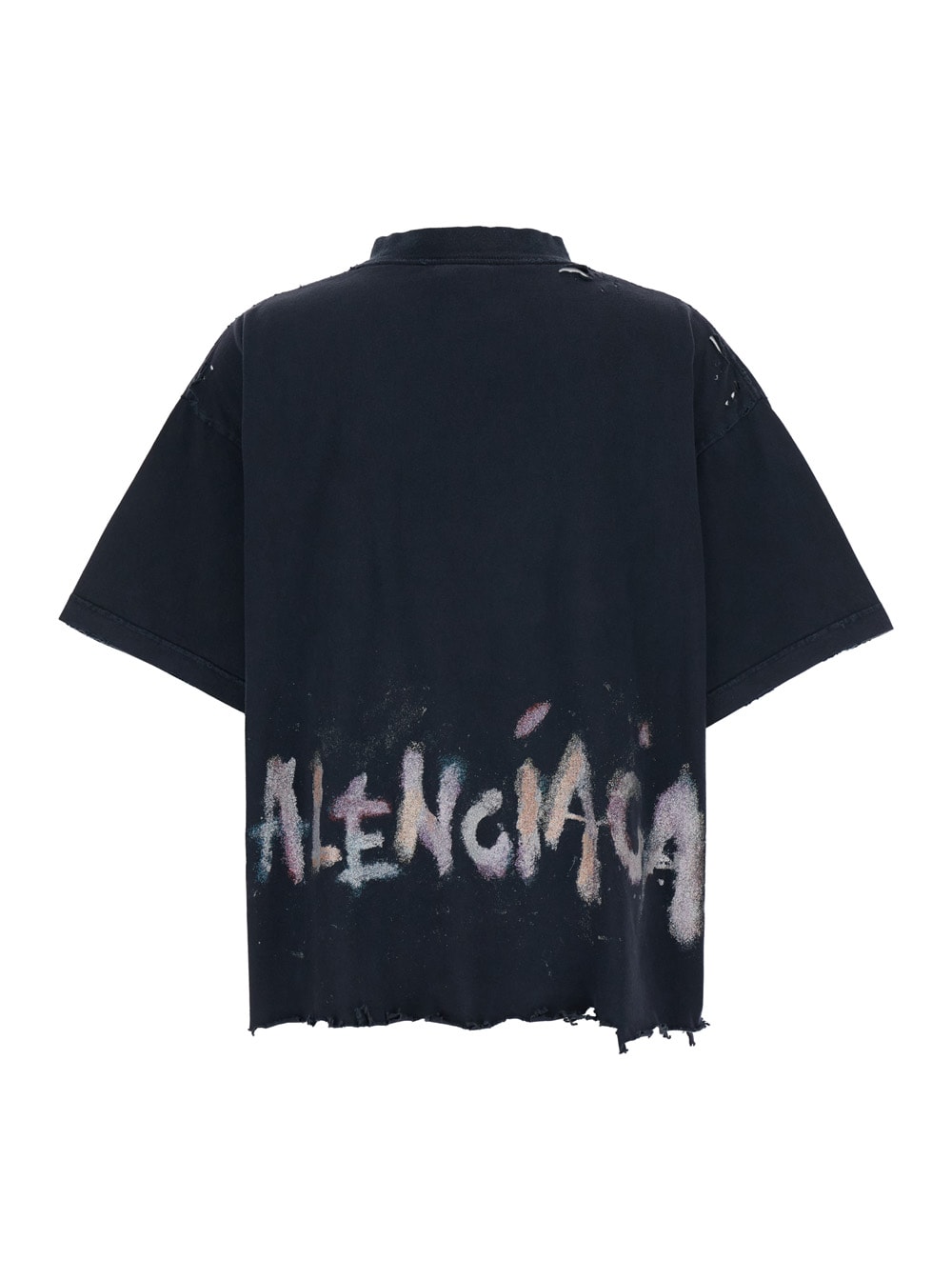 Balenciaga Black T-shirt With Logo Embroidery On The Front And Maxi Logo Lettering On The Rear In Cotton Woman