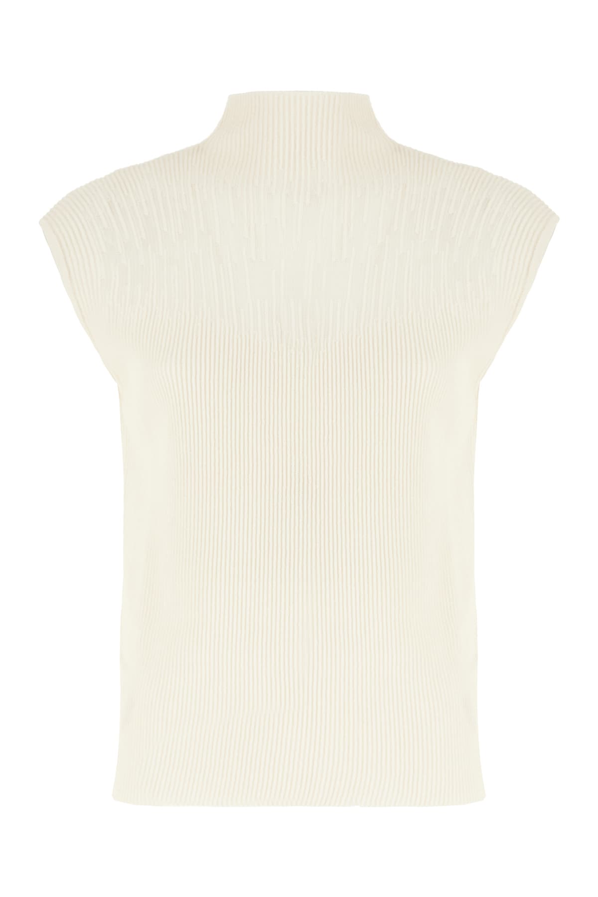 Genny Ivory Wool Blend Sleeveless Sweater In White