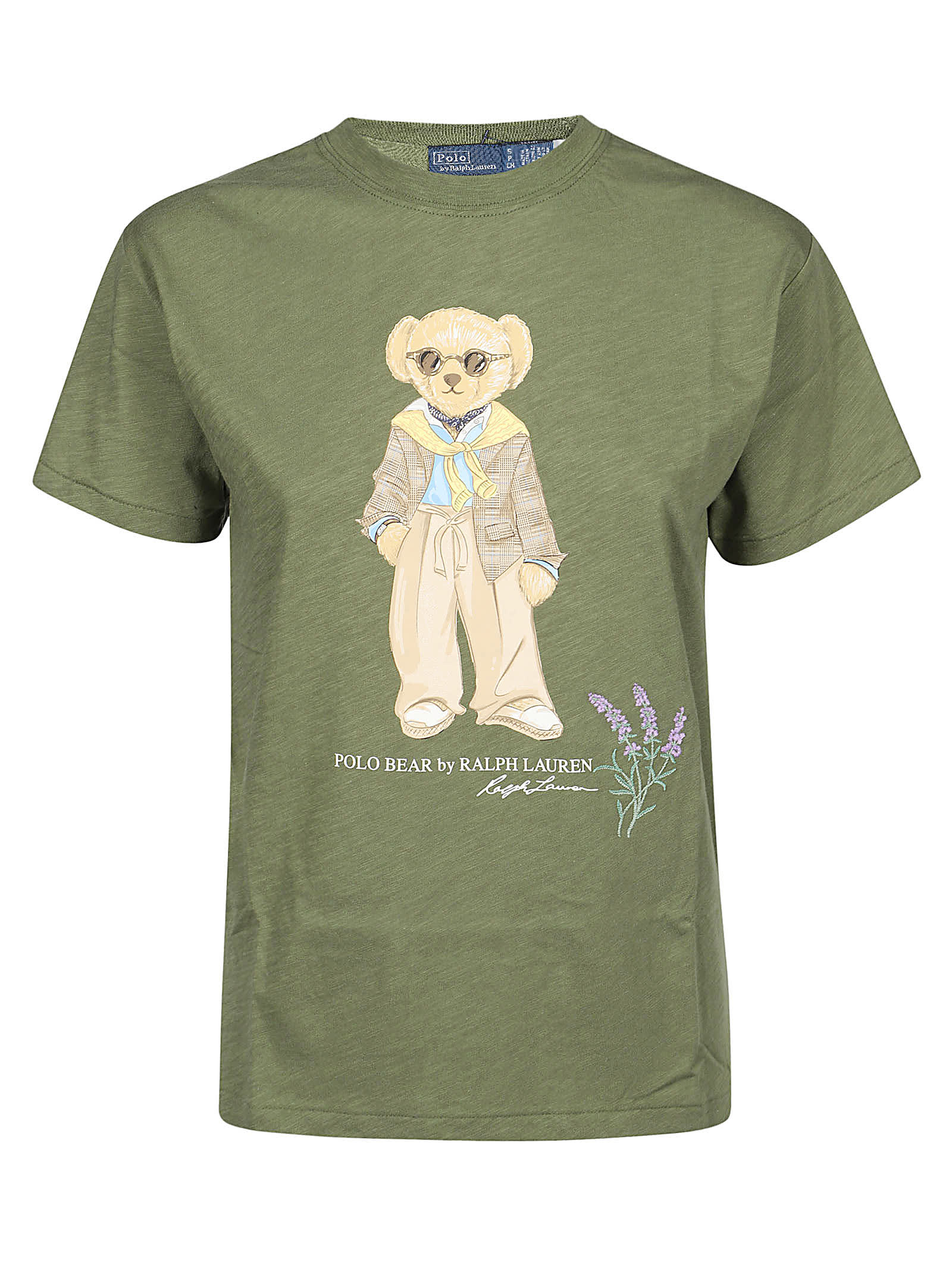 Shop Polo Ralph Lauren Bear Print T-shirt In Garden Trail