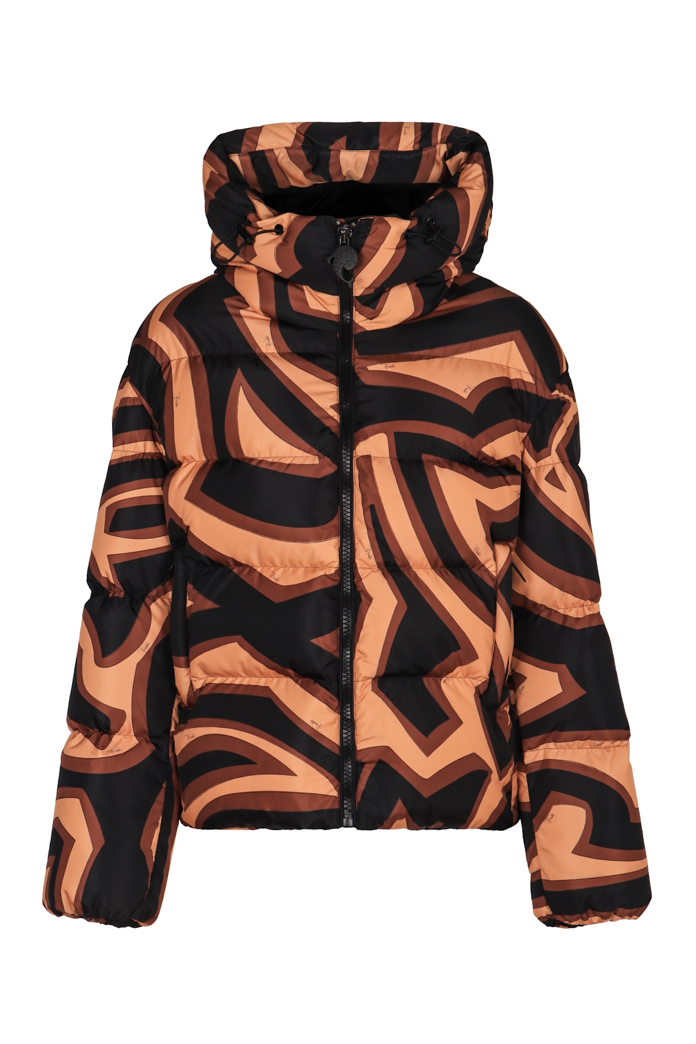 Pucci Hooded Down Jacket Featuring Bold Pattern In Multi
