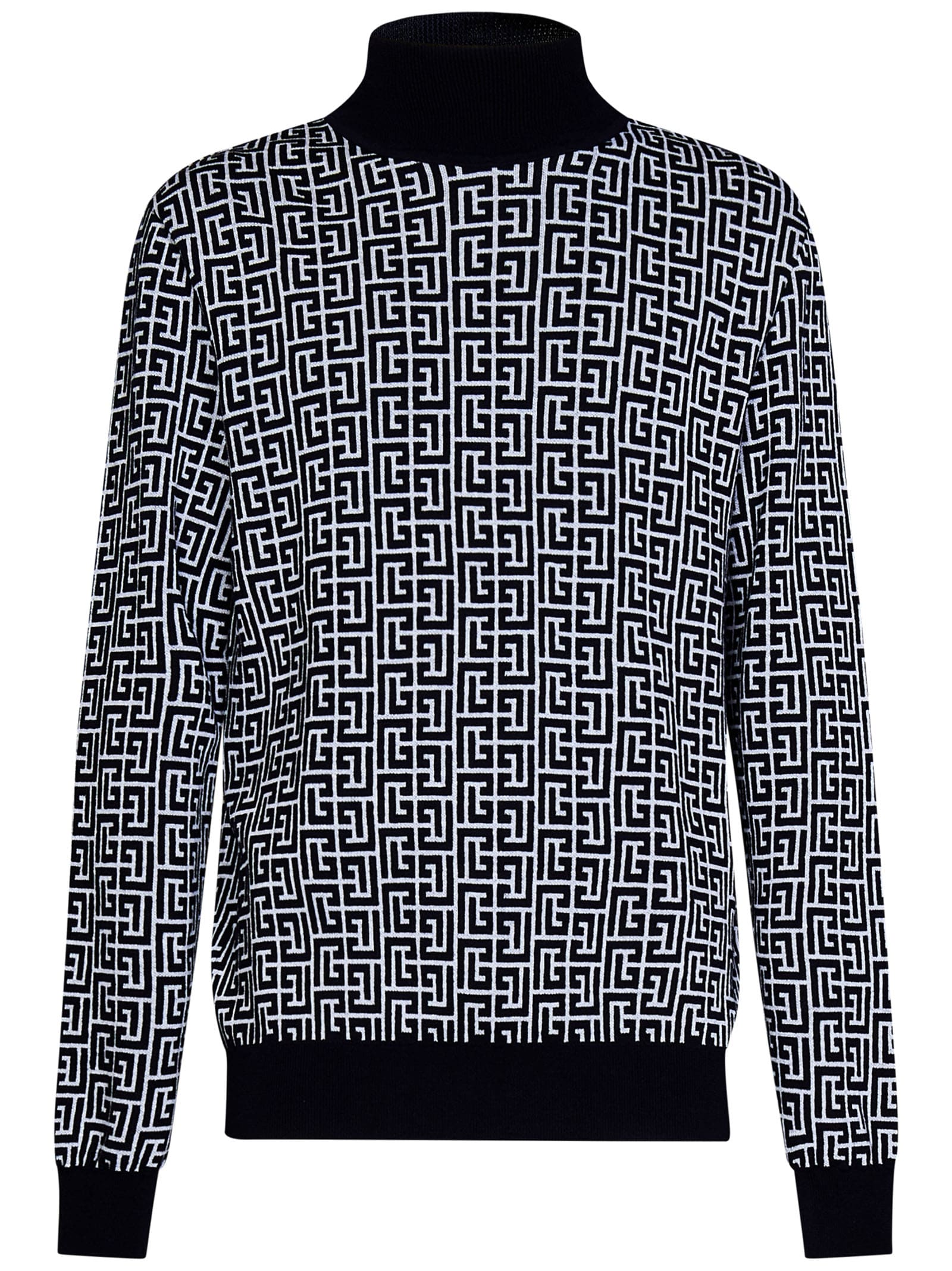 Shop Balmain Sweater In Blue/white