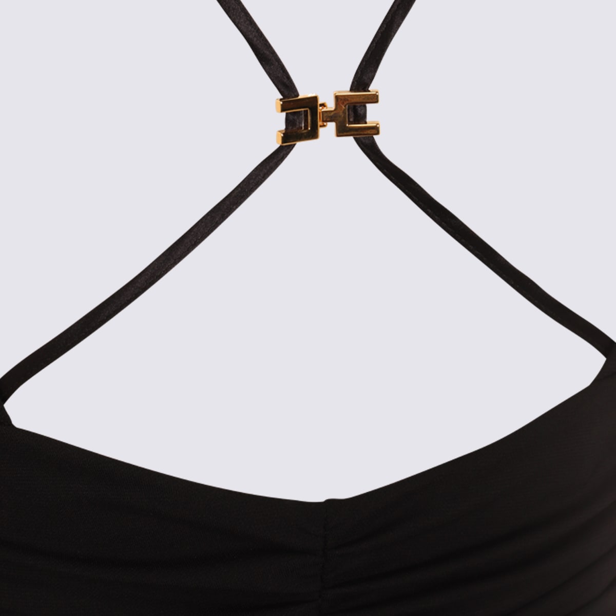 Elisabetta Franchi Long-sleeve Ruched Bodysuit In Black