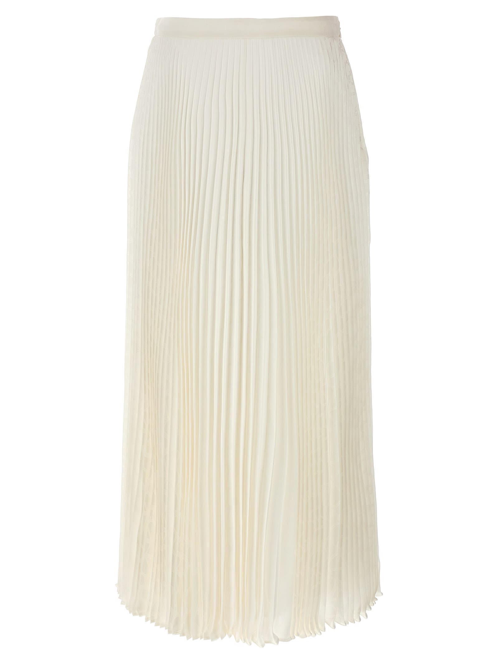 Valentino Iconographe Jacquard Pleated Midi Skirt In White