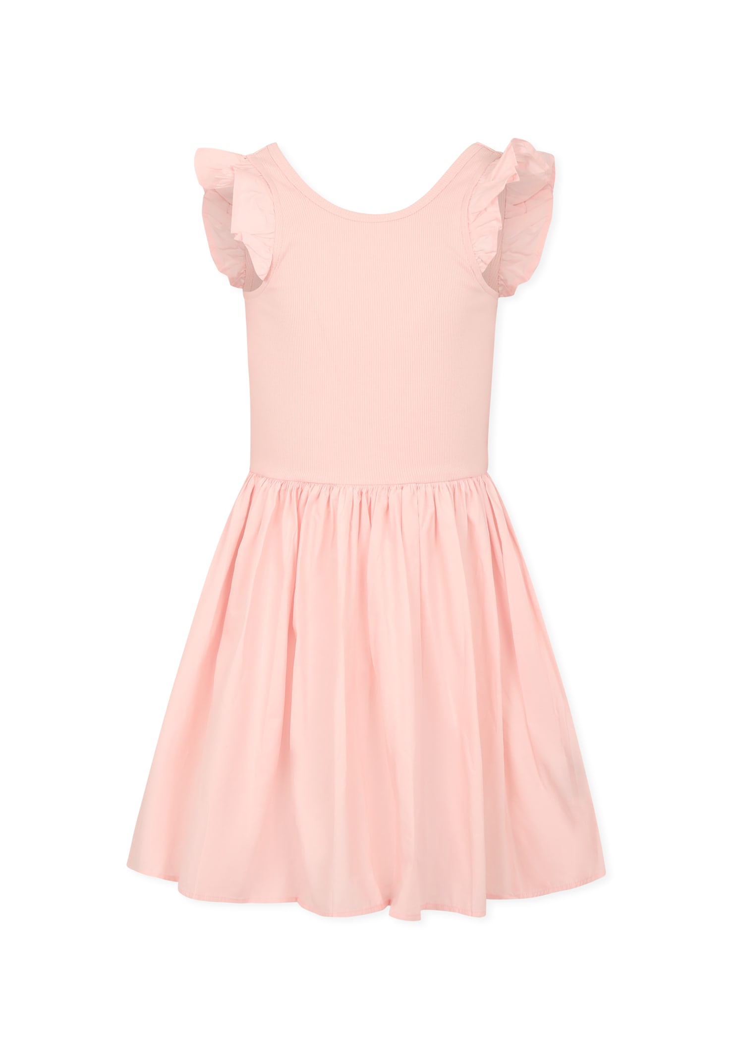 Molo Pink Dress For Girl With Logo Patch In Pink