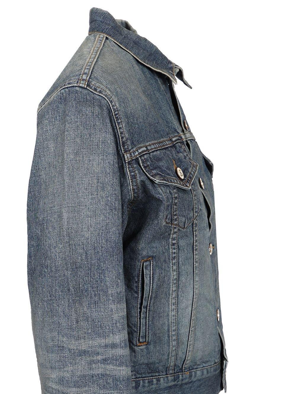 BALENCIAGA COLLARED BUTTON-UP DENIM JACKET 