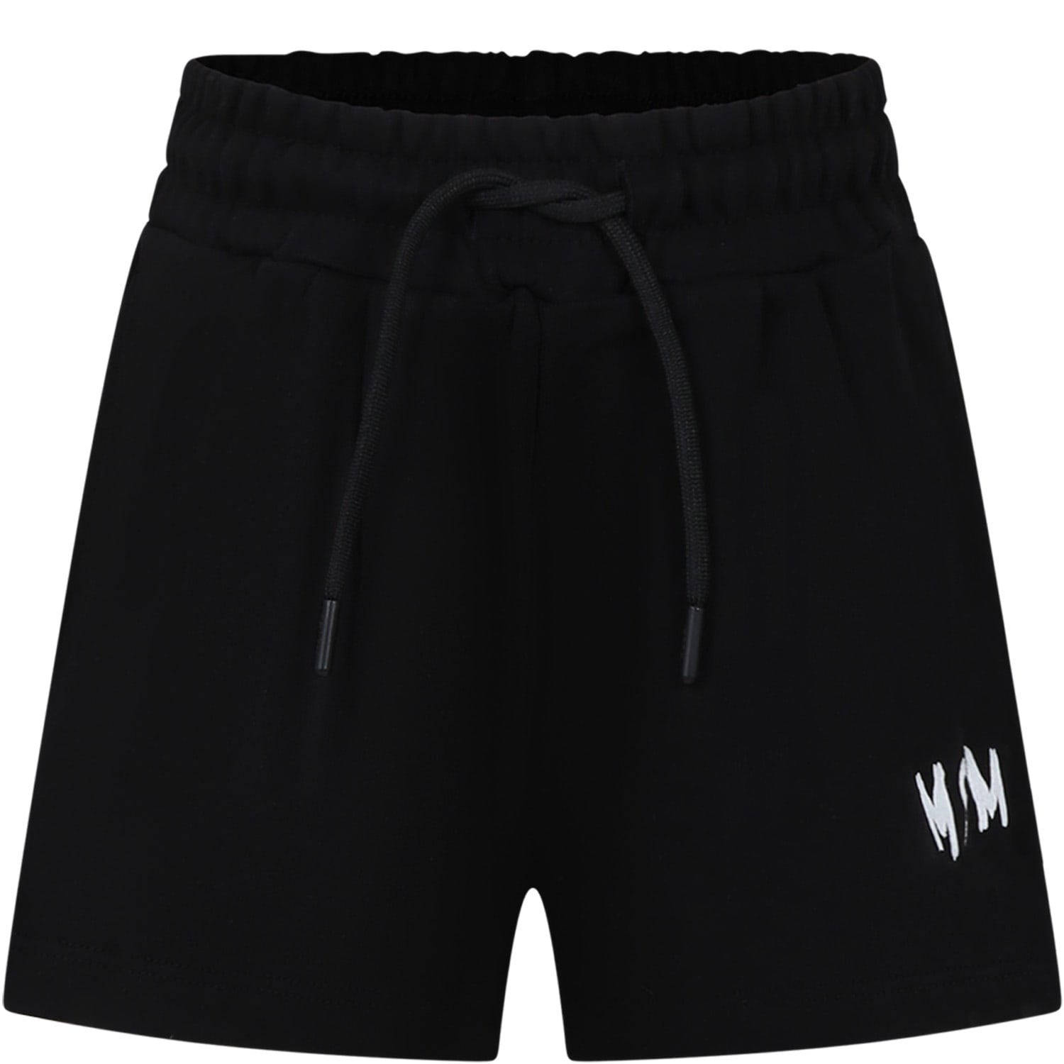 Msgm Kids' Black Shorts For Girl With Logo