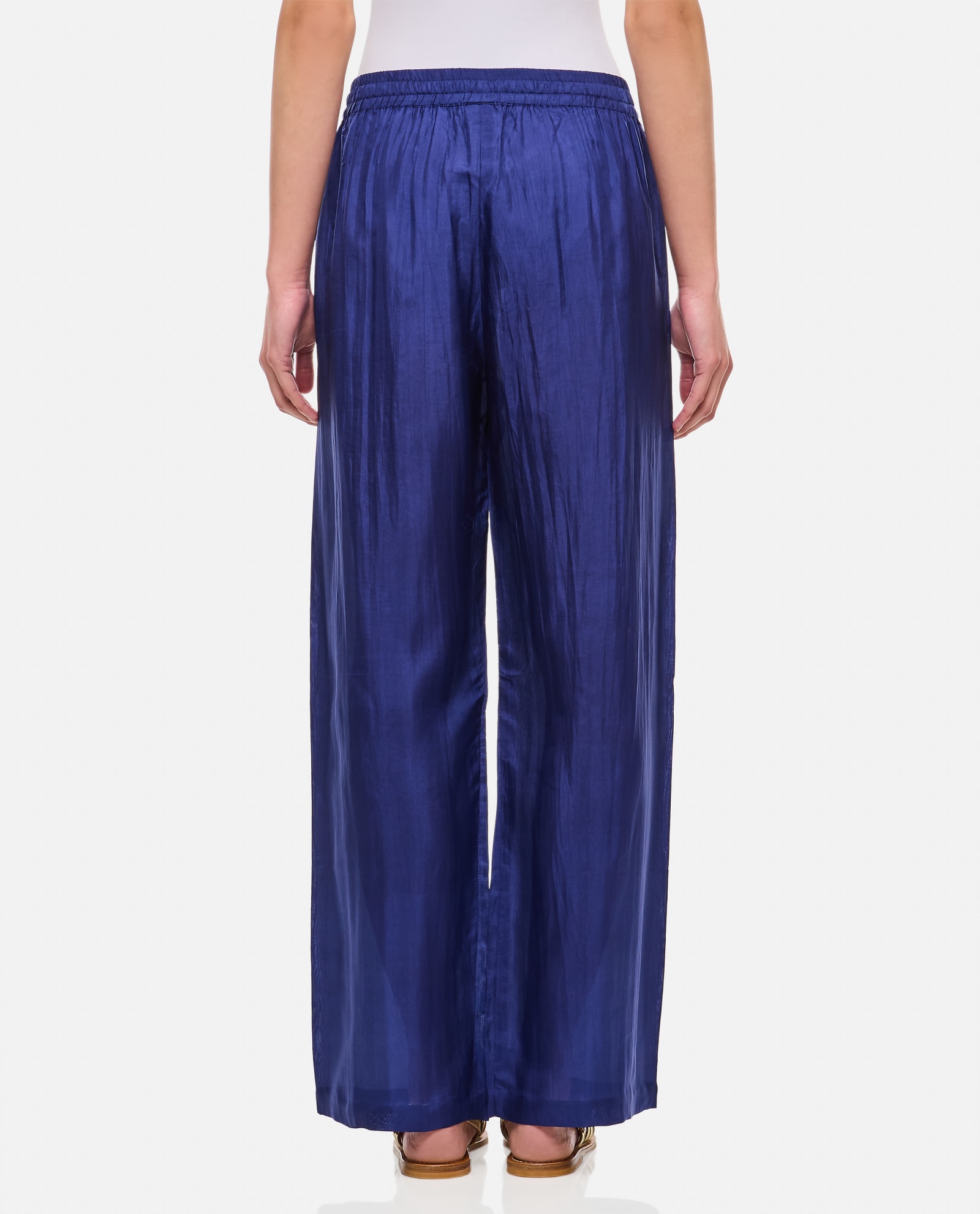 Shop The Rose Ibiza Silk Palazzo Pants In Blue