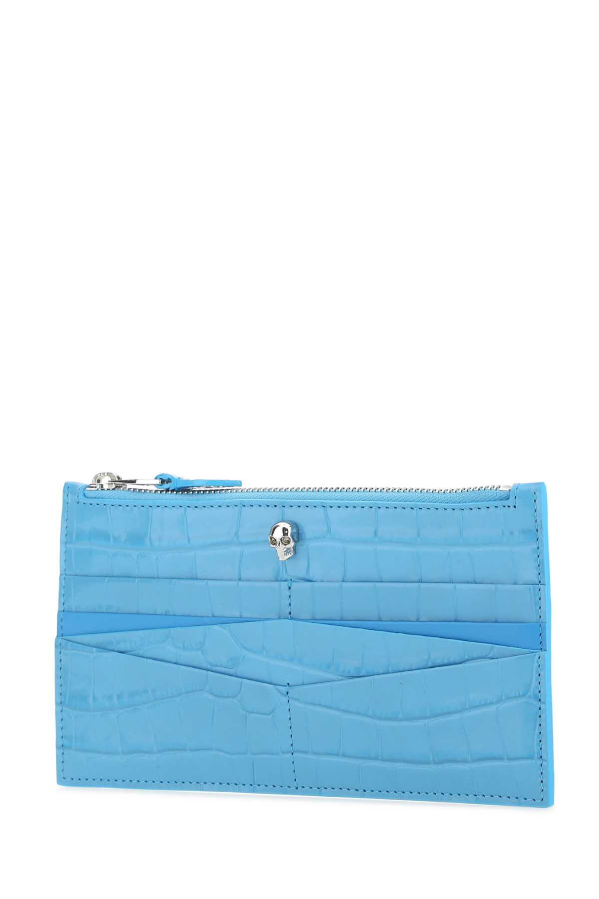 Alexander Mcqueen Light-blue Leather Pouch In 4722