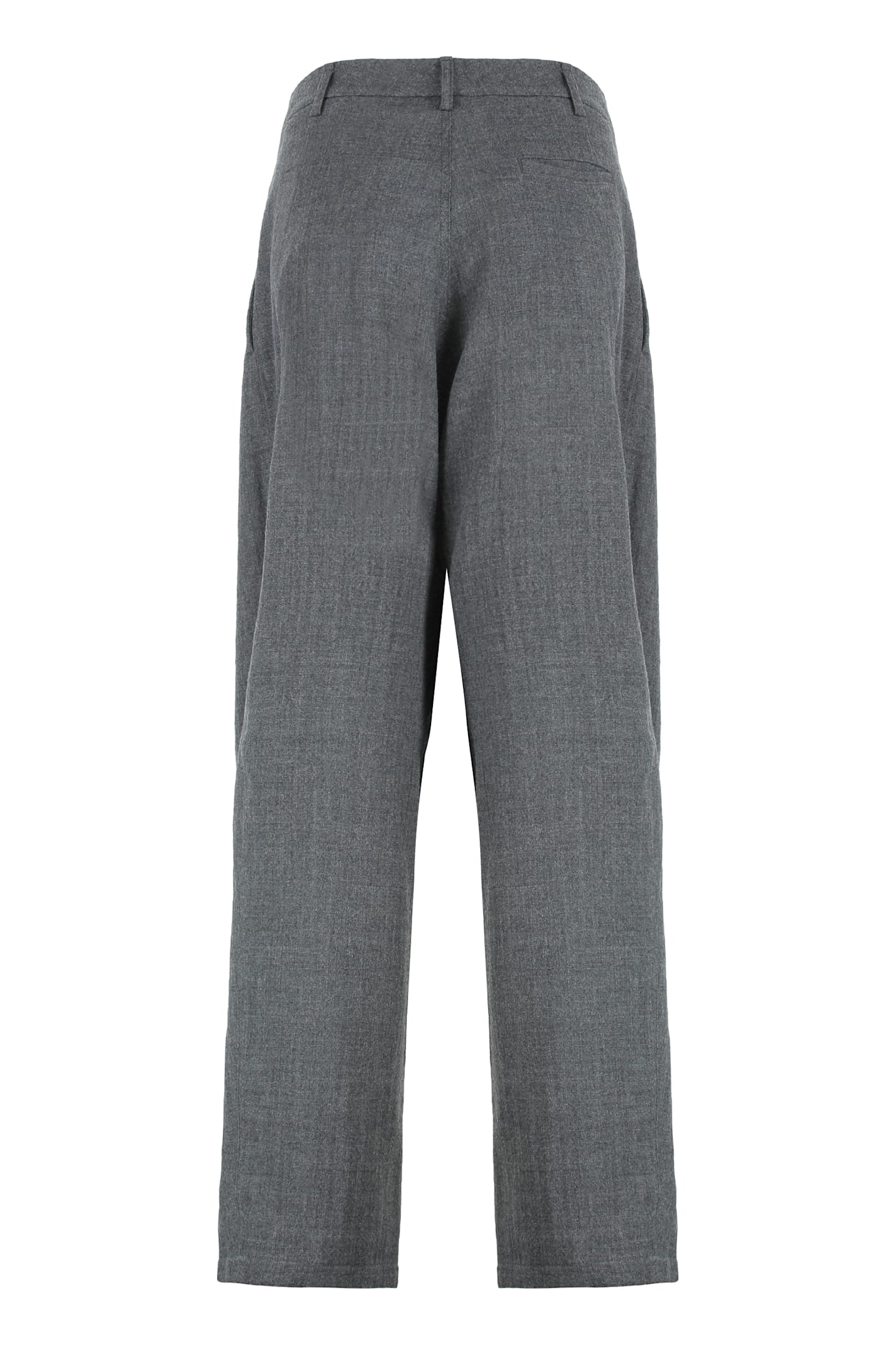 Darkpark Relaxed Fit Wool Trousers With Pleated Front In Gray