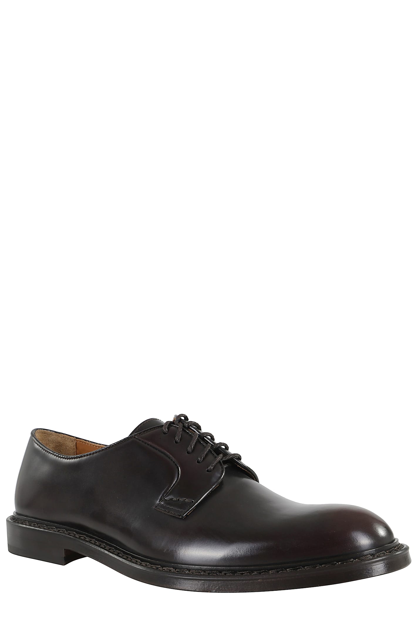 Doucal's Lace-up Leather Derby Shoes In Moro
