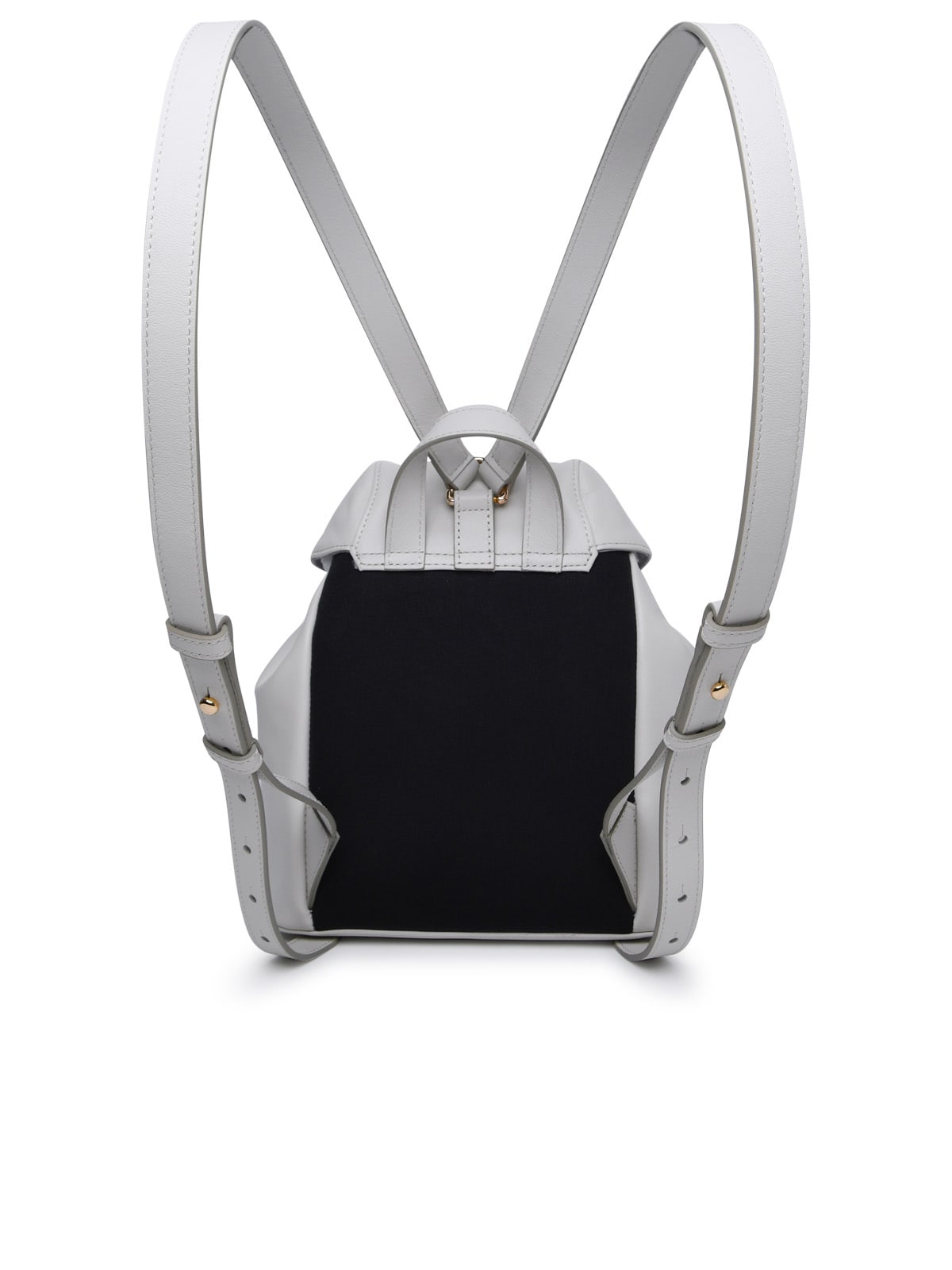 Shop Furla Flow Light Grey Leather Backpack In S Marshmallow