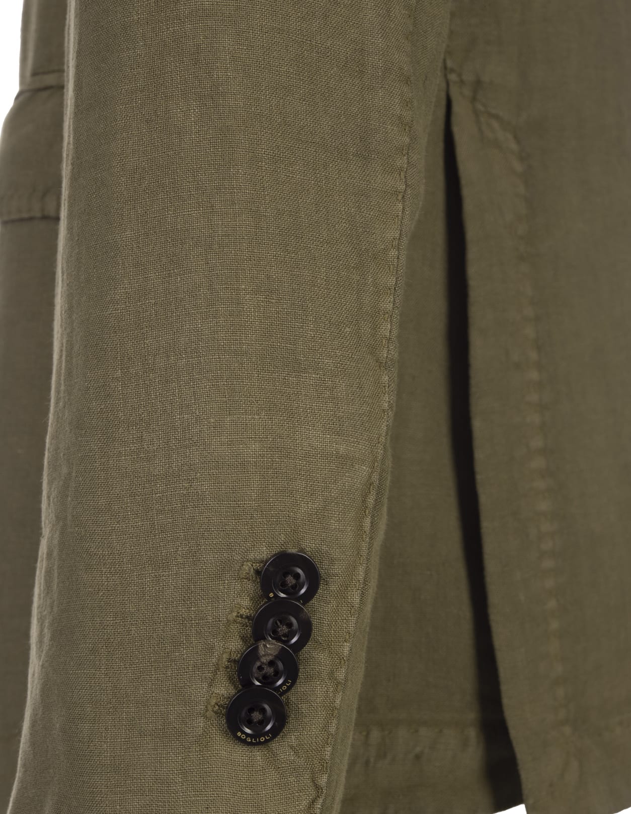 Shop Boglioli Military Green Linen Regular Fit Blazer