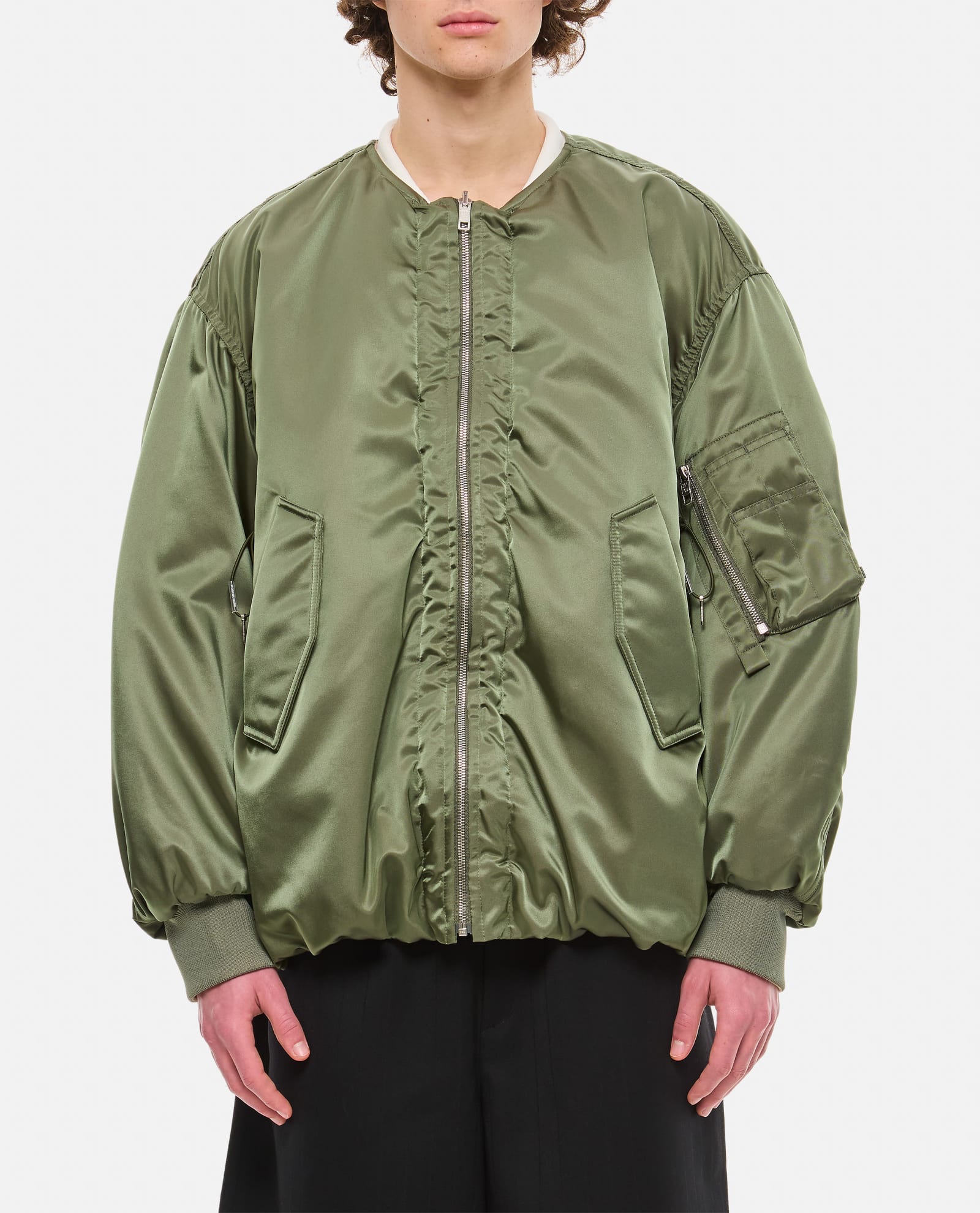 Wooyoungmi Nylon Bomber Jacket In Green