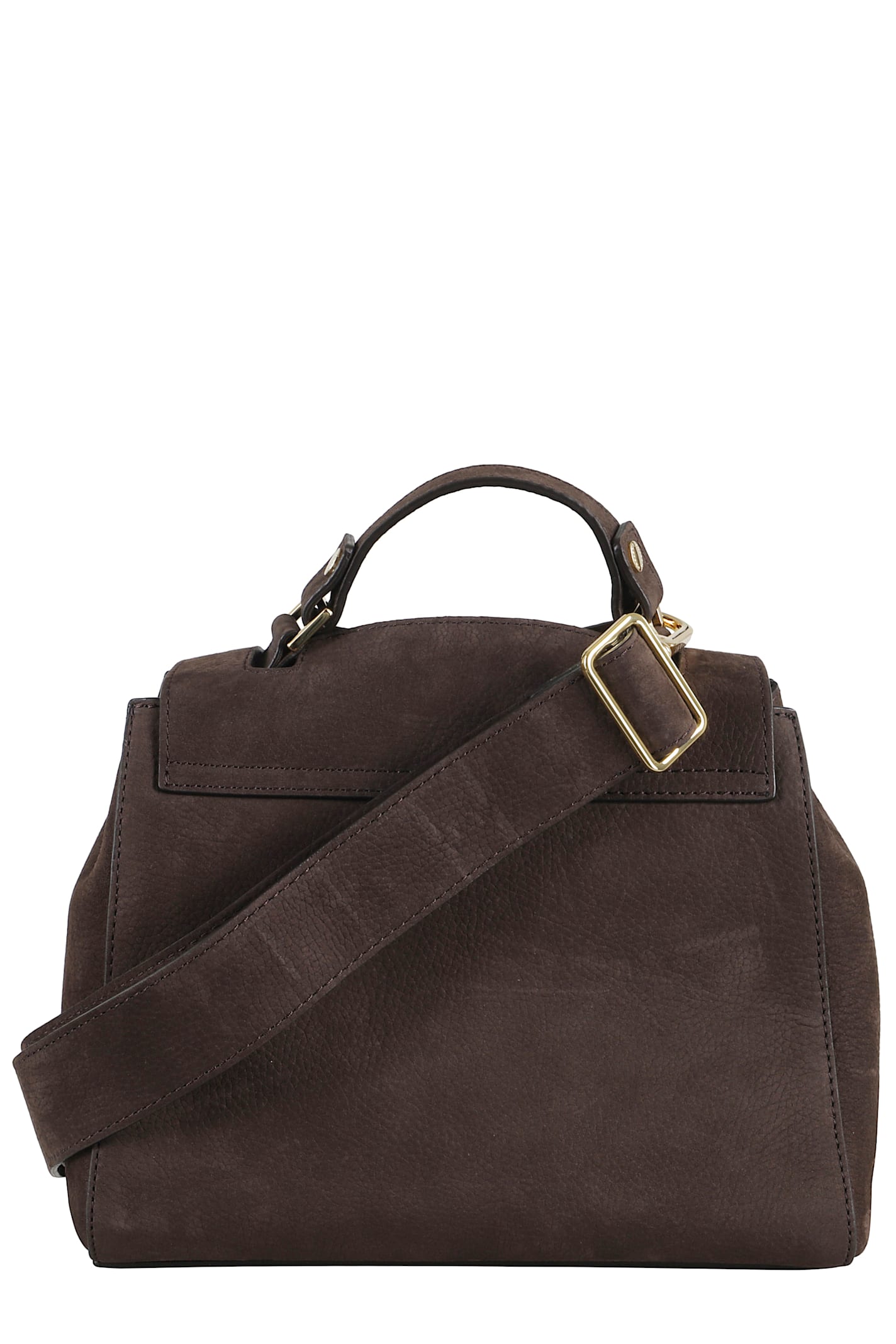 Orciani Structured Dark Brown Leather Shoulder Bag In Brown