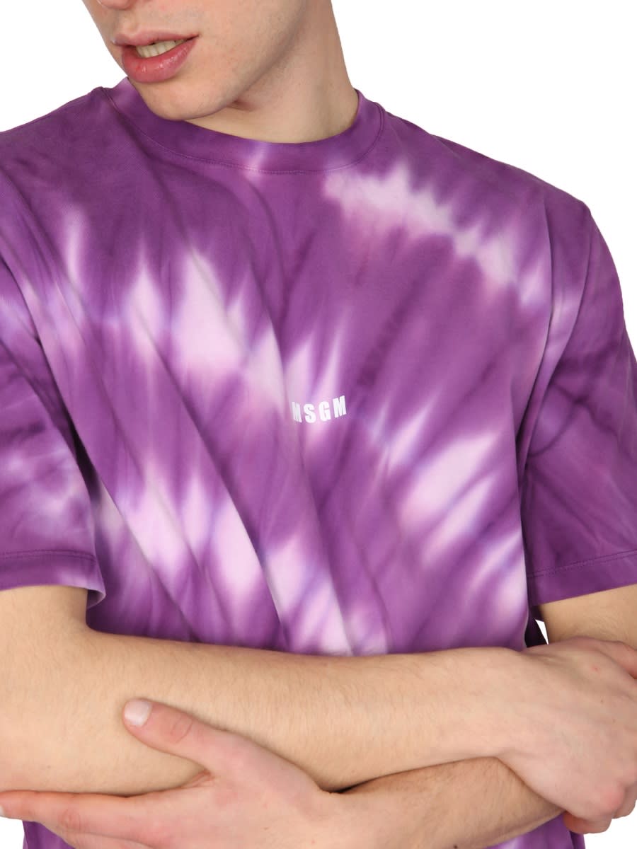 Msgm Crew Neck T-shirt In Lilac