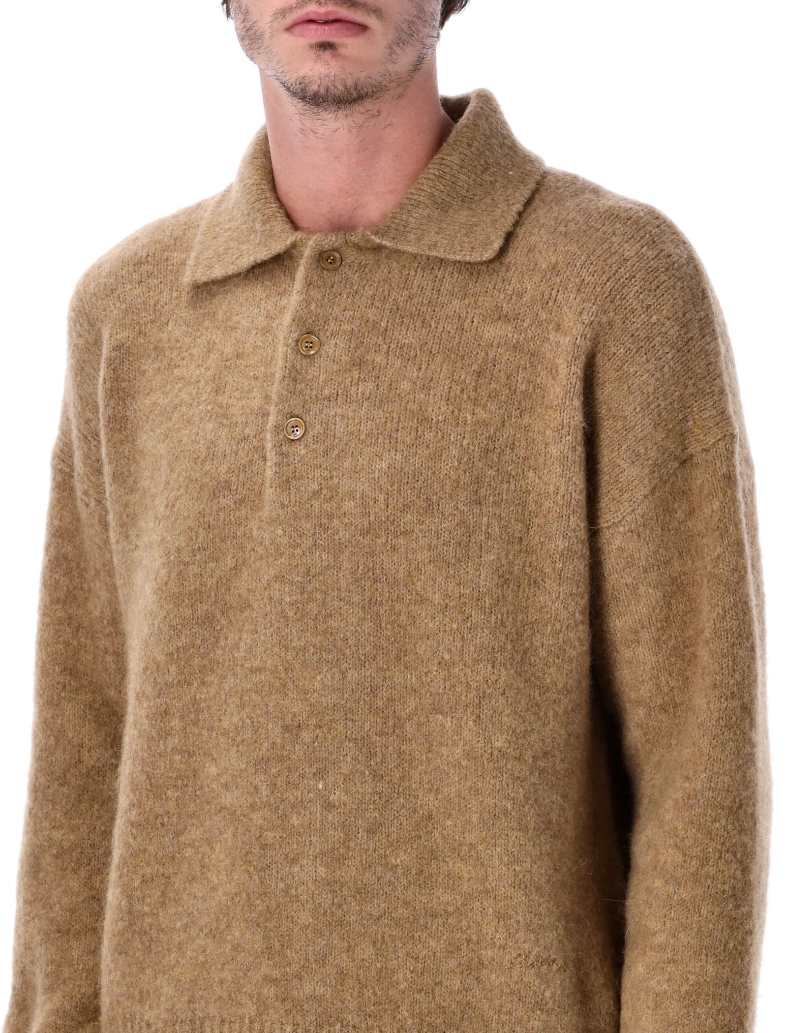 Ami Alexandre Mattiussi Grey Wool And Alpaca Polo Sweater Ami Paris In Brown