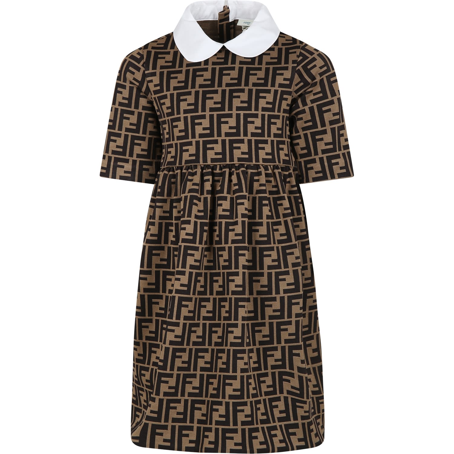 Fendi Kids' Brown Dress For Girl With Double F