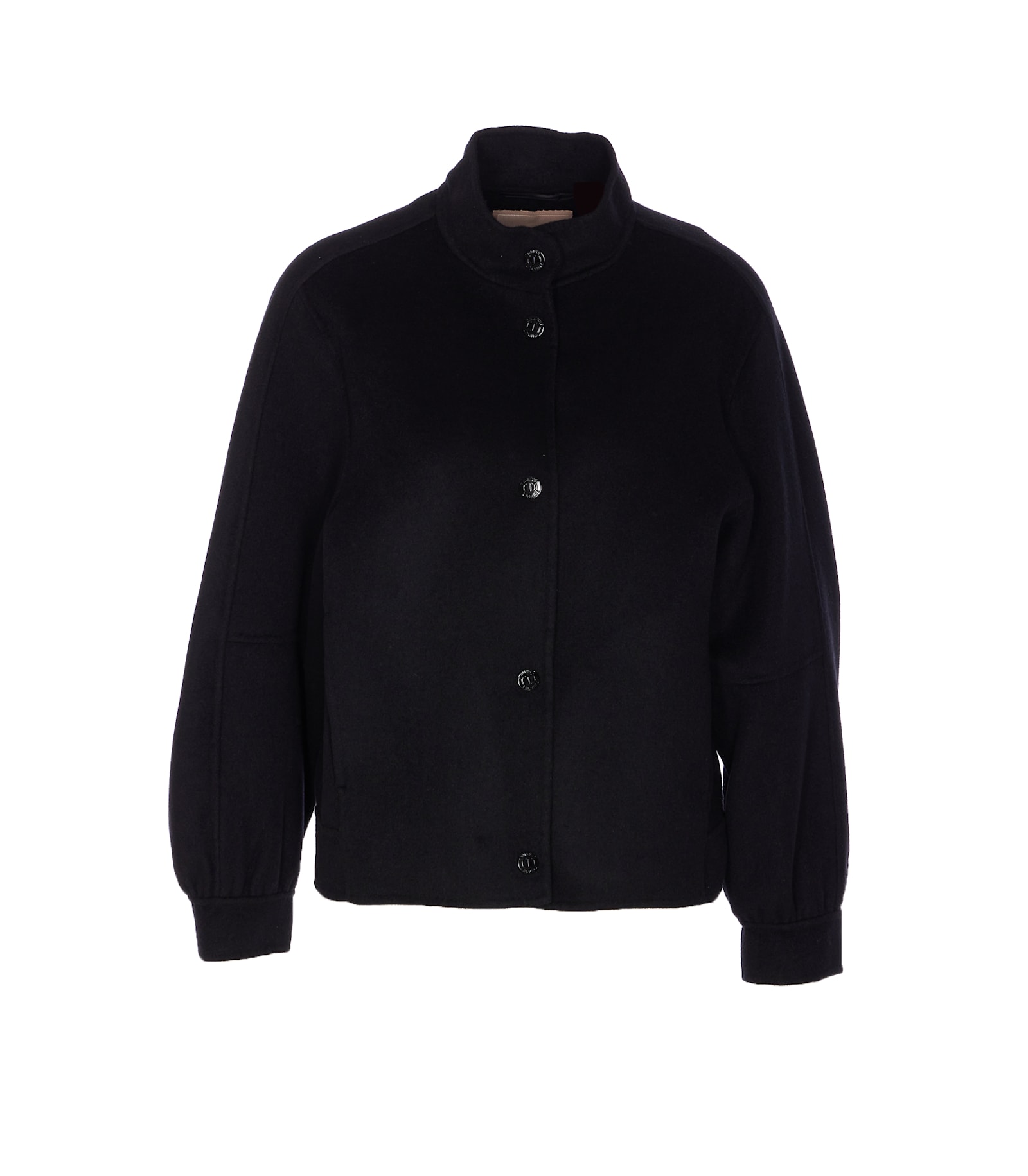 Twinset Twin-set Classic Black Jacket With High Collar In Black