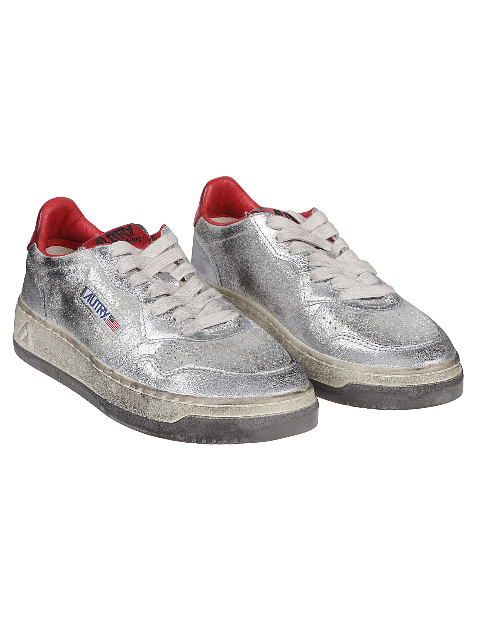 Shop Autry Super Vintage Low Sneakers In Silver