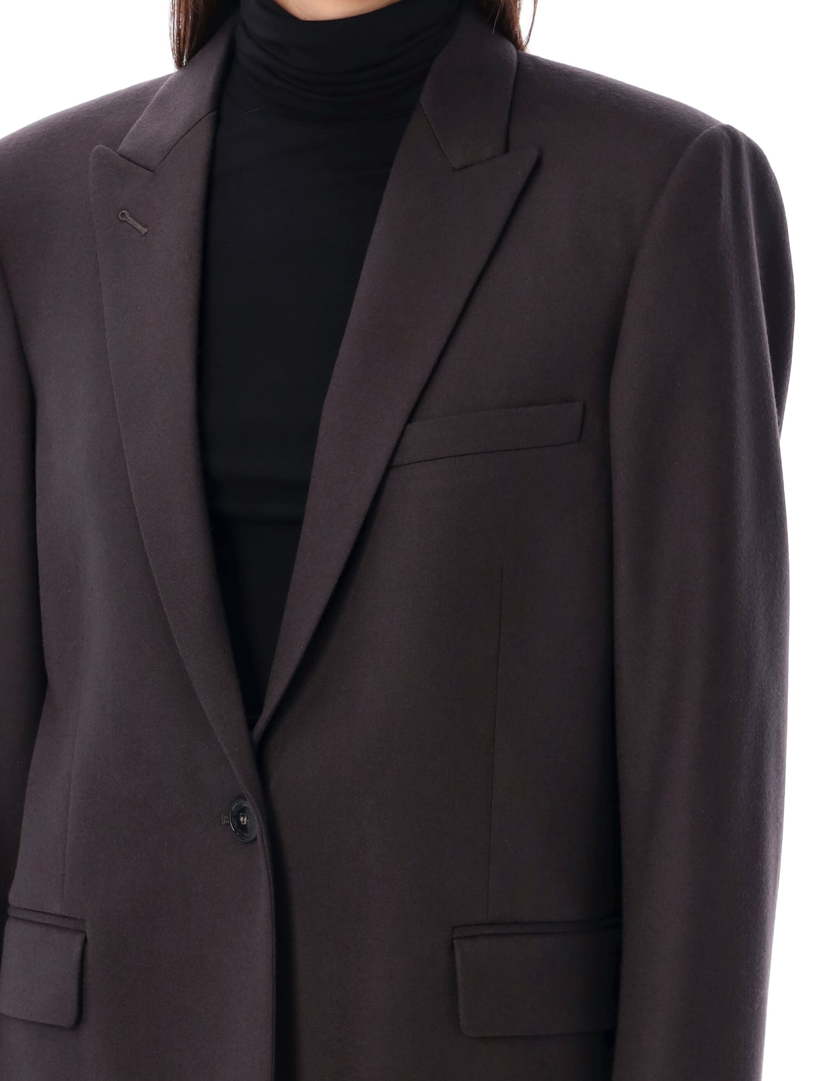 Shop Stella Mccartney Single Breasted Blazer In Dark Chocolate