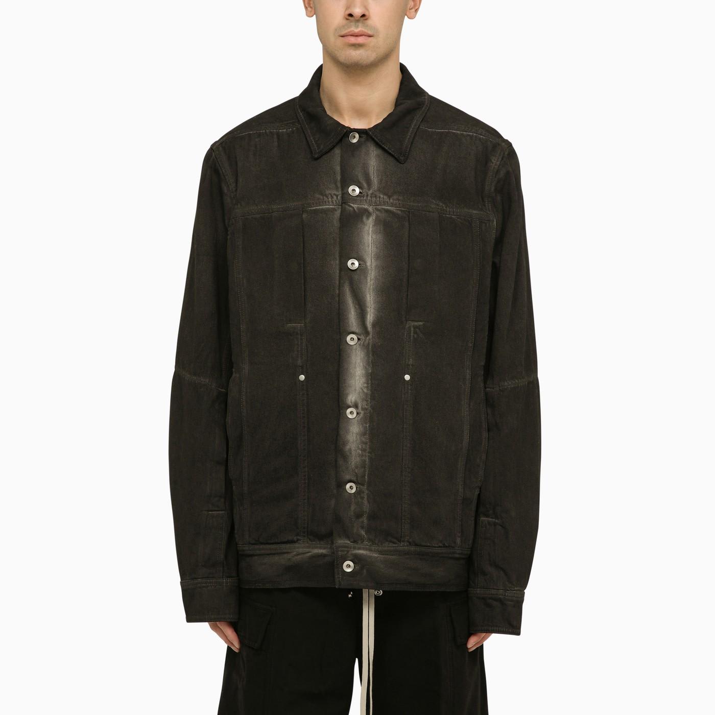 Black Washed-effect Denim Jacket