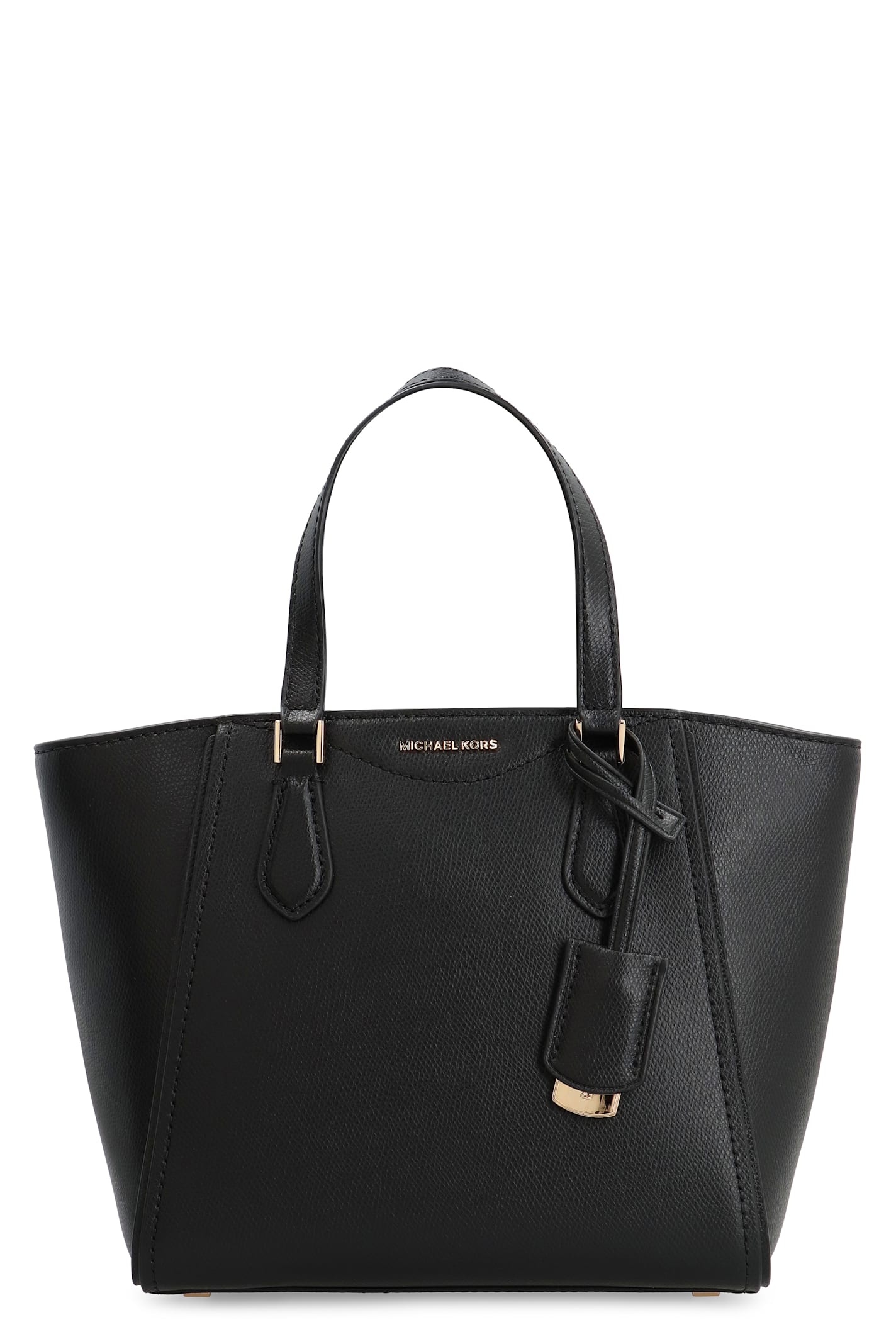 Shop Michael Michael Kors Taryn Leather Tote In Black