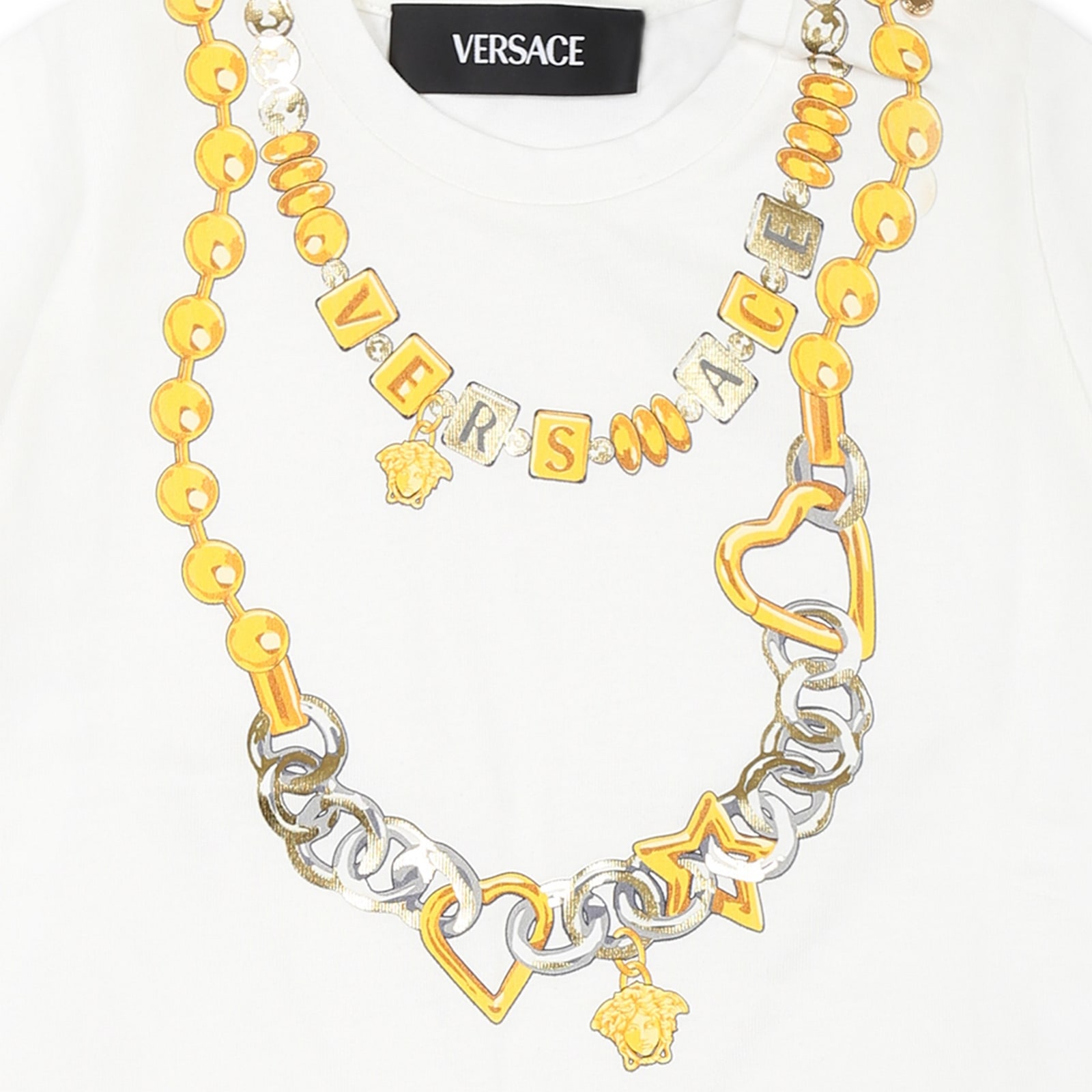 Versace White T-shirt For Babykids With Logo In White