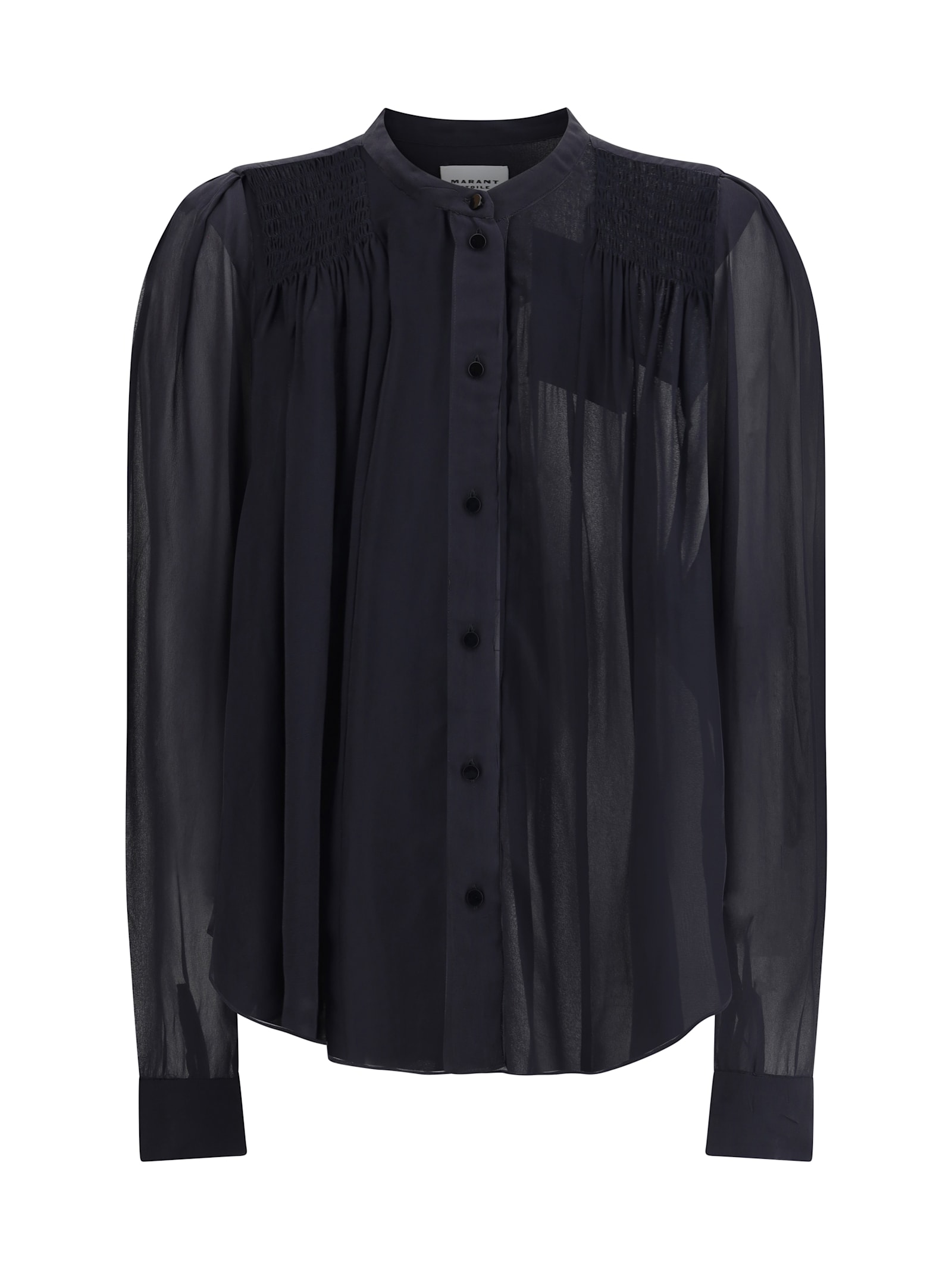 Isabel Marant Étoile Noeline Blouse Viscose Crepe Sheer Pleated In Black