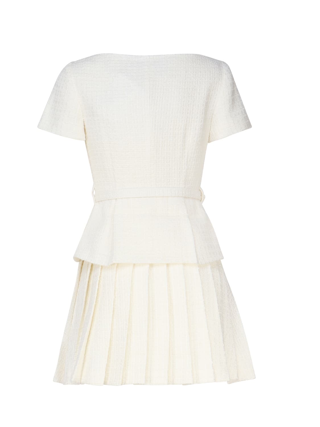 Shop Self-portrait Short Dress With Pleats In White