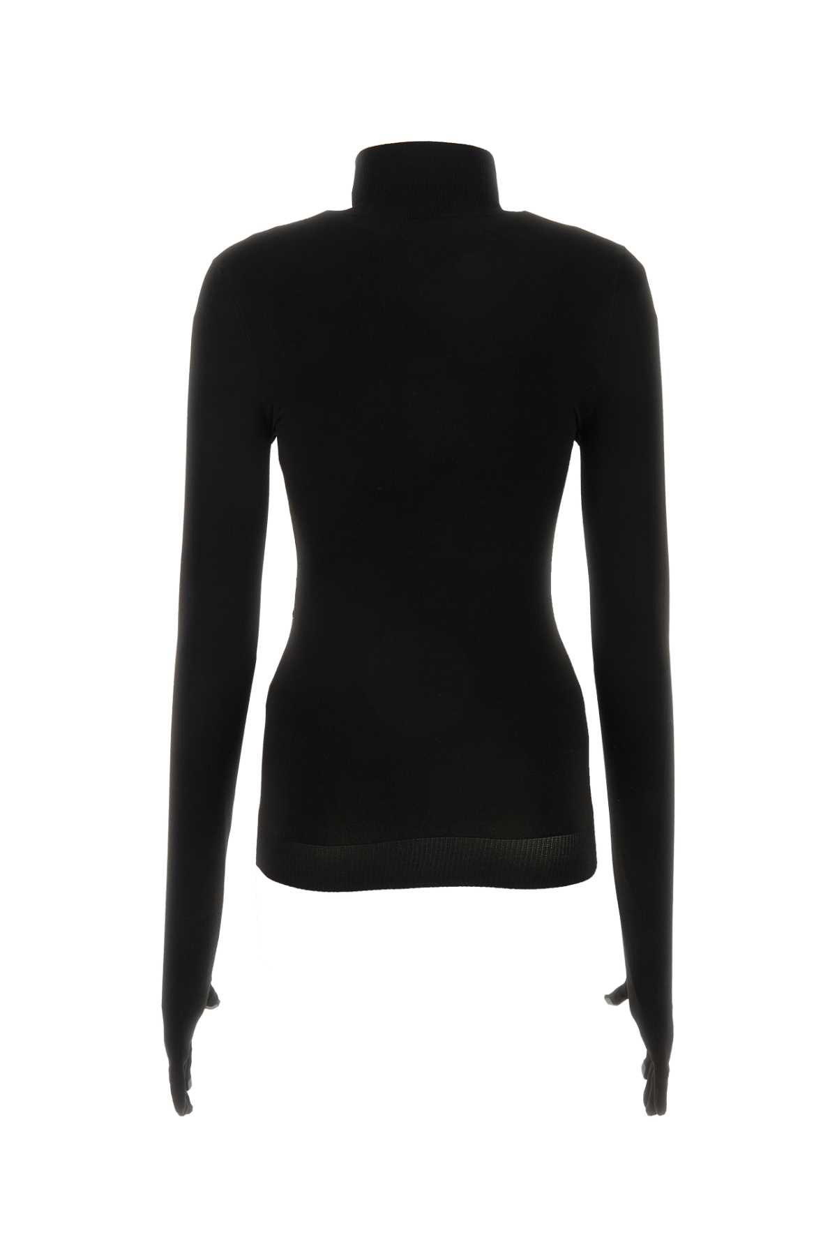 Shop Balenciaga Black Stretch Nylon Sweater In 1000