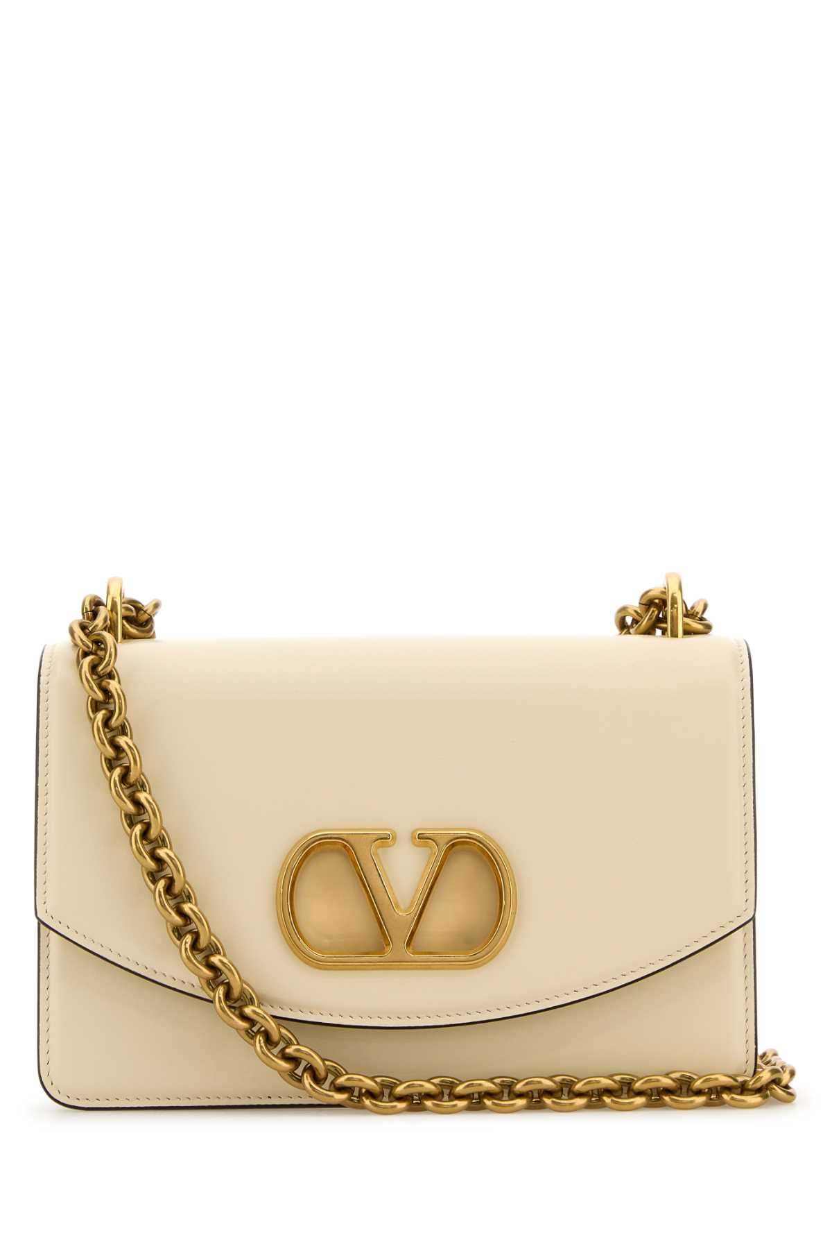 Valentino Garavani Ivory Leather Vlogo Signature Shoulder Bag